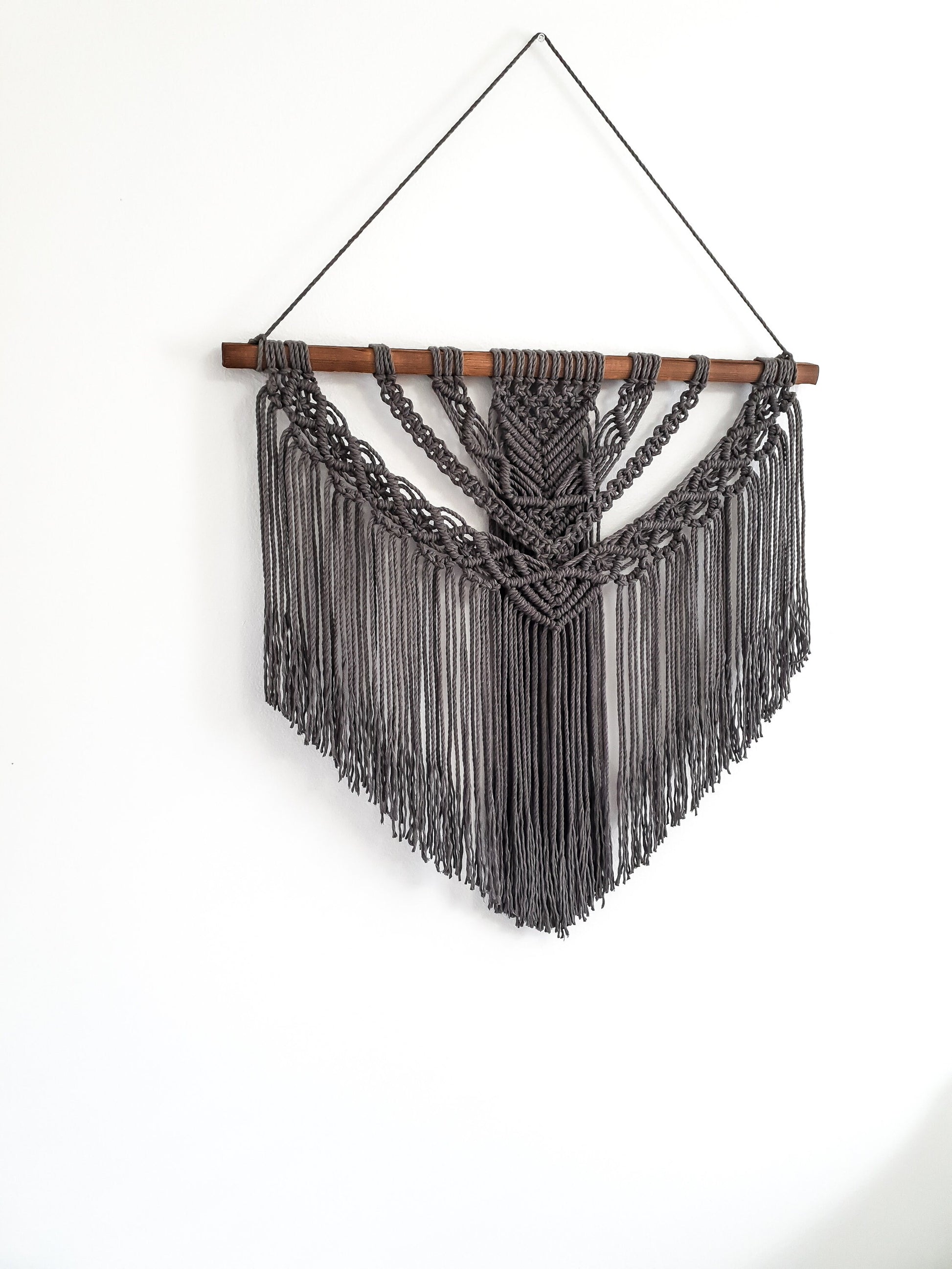 Large Macrame Wall Hanging, Macrame Wall Art, Woven Wall Hanging, Boho Wall Decor, Wall Tapestry, Macrame, Gray, Grey, Minimalist