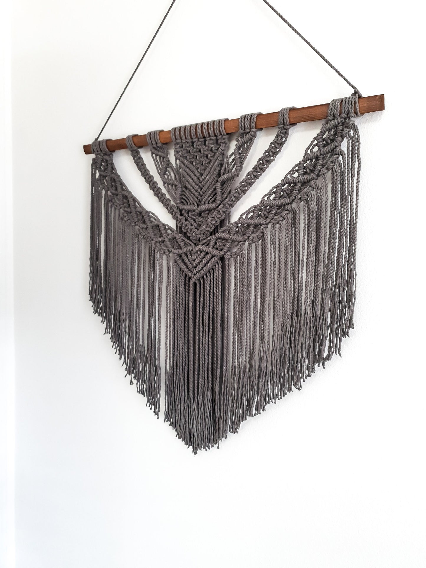 Large Macrame Wall Hanging, Macrame Wall Art, Woven Wall Hanging, Boho Wall Decor, Wall Tapestry, Macrame, Gray, Grey, Minimalist