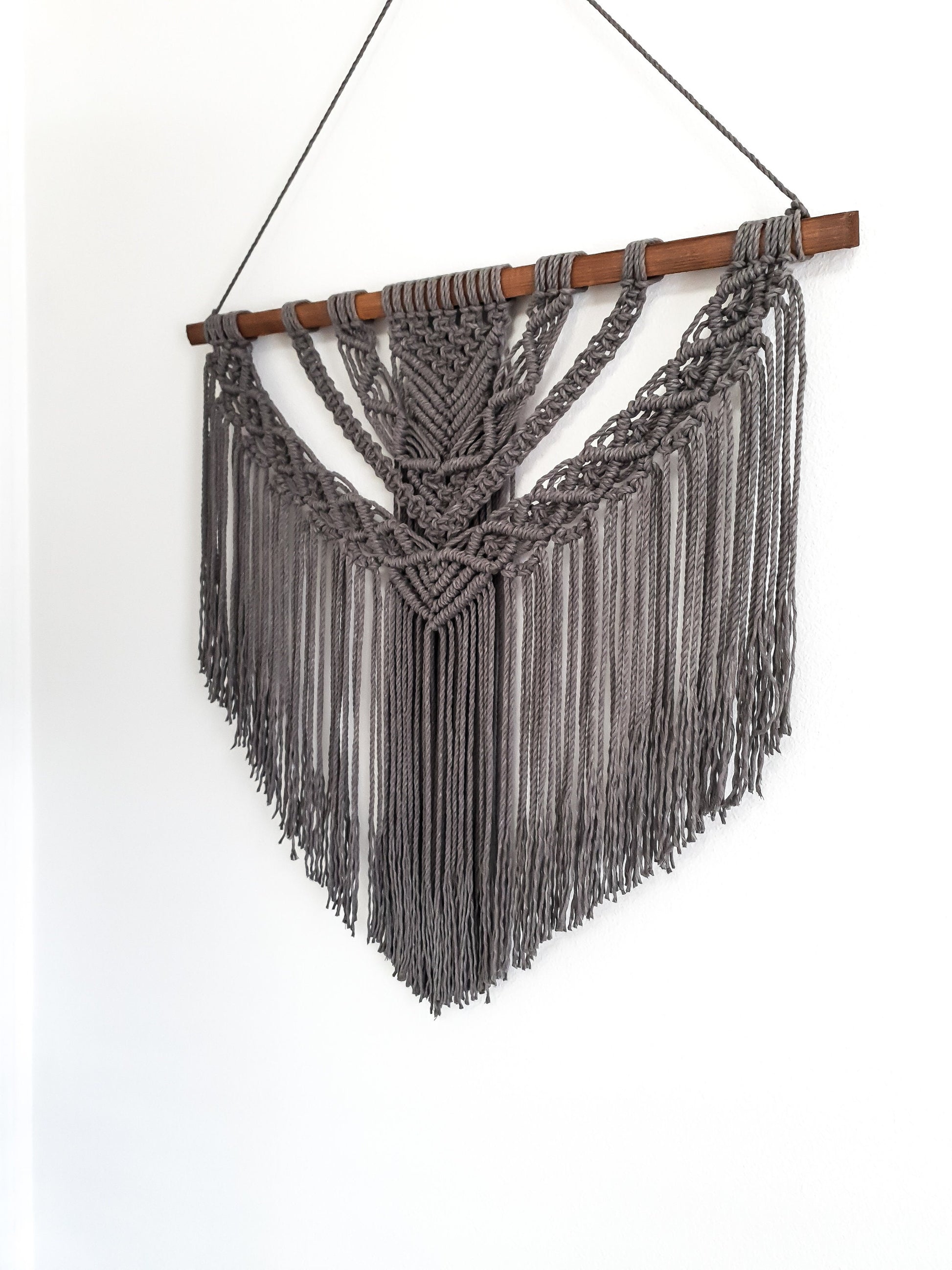 Large Macrame Wall Hanging, Macrame Wall Art, Woven Wall Hanging, Boho Wall Decor, Wall Tapestry, Macrame, Gray, Grey, Minimalist