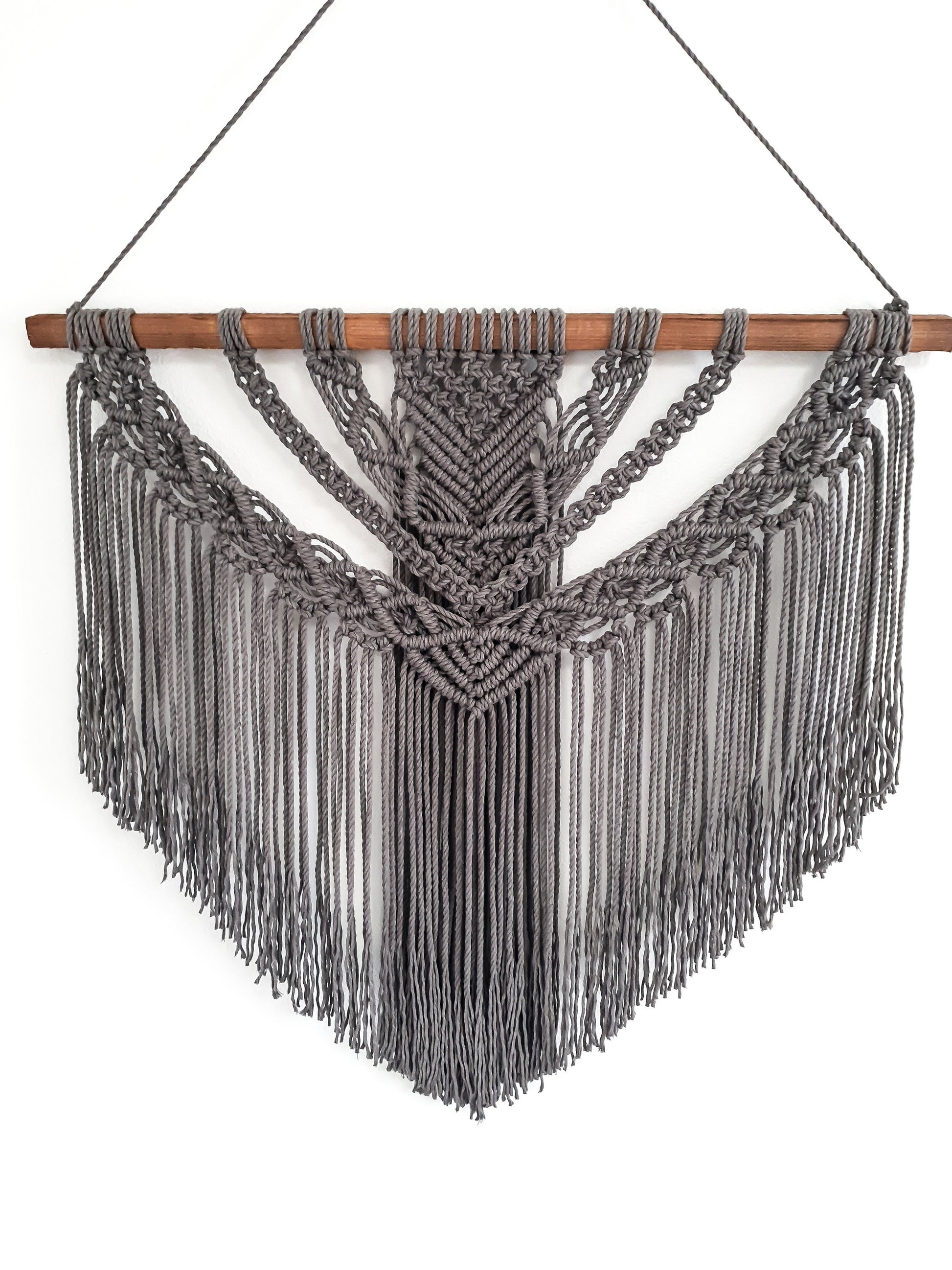 Large Macrame Wall Hanging, Macrame Wall Art, Woven Wall Hanging, Boho Wall Decor, Wall Tapestry, Macrame, Gray, Grey, Minimalist