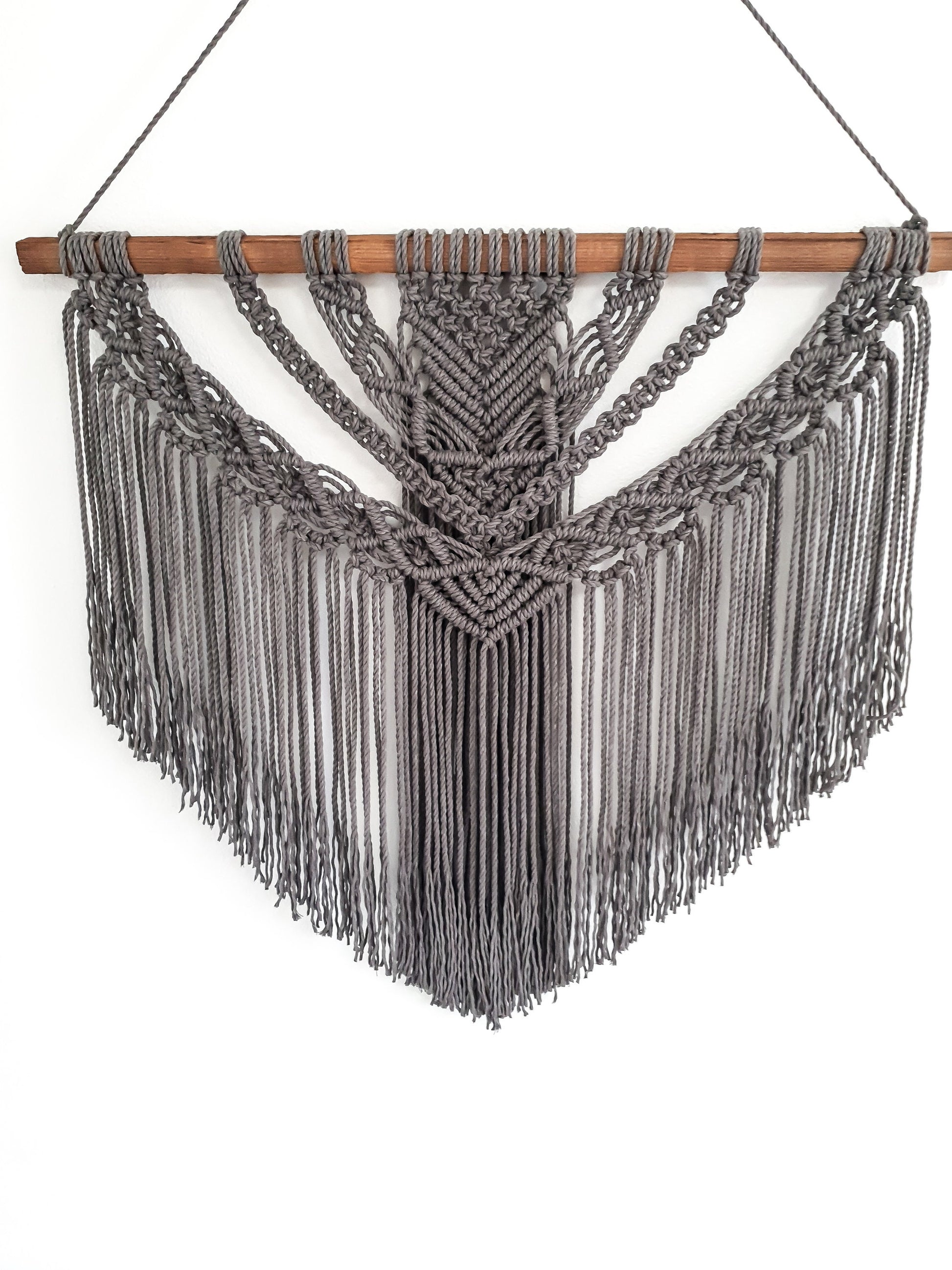 Large Macrame Wall Hanging, Macrame Wall Art, Woven Wall Hanging, Boho Wall Decor, Wall Tapestry, Macrame, Gray, Grey, Minimalist