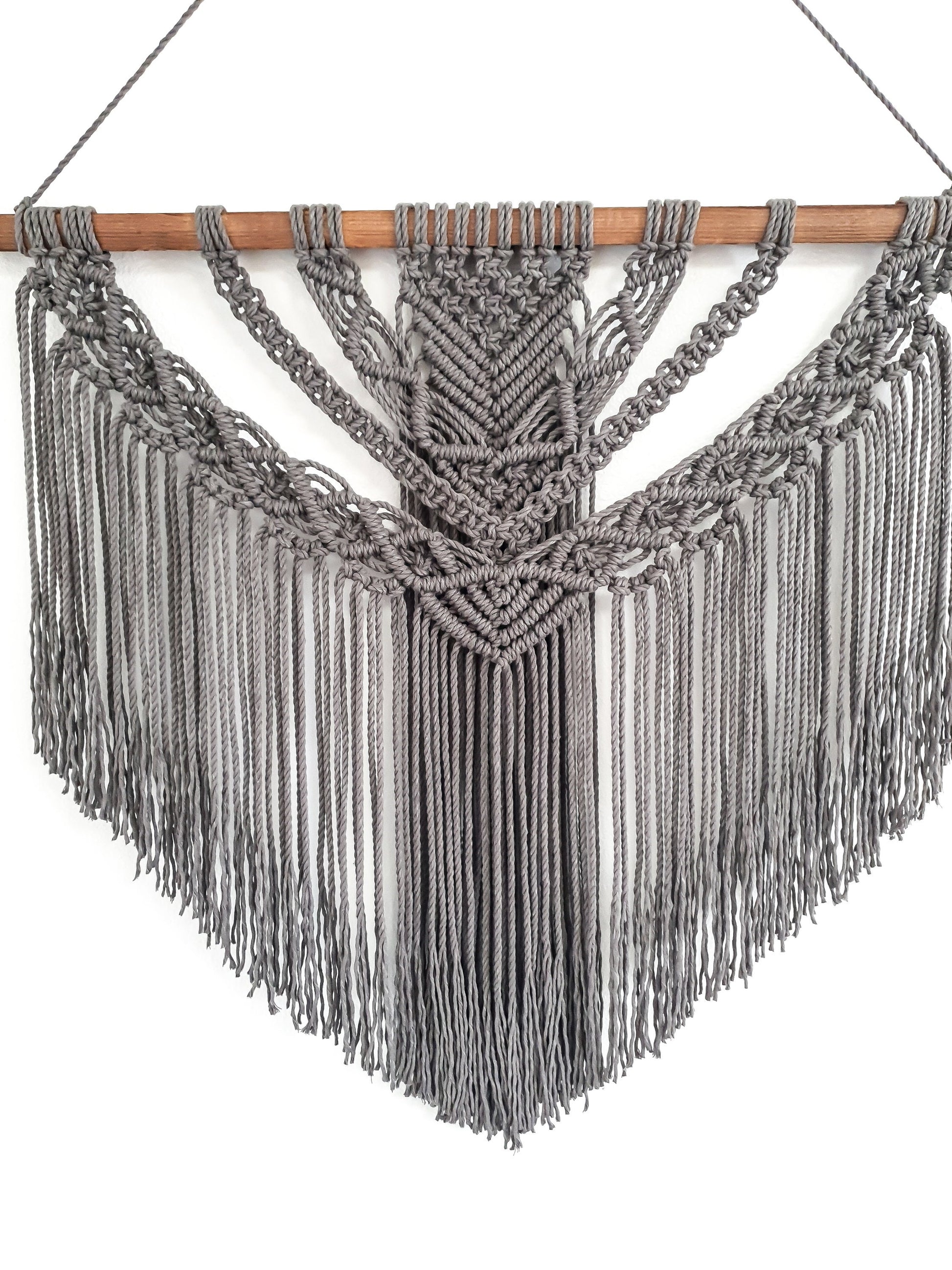 Large Macrame Wall Hanging, Macrame Wall Art, Woven Wall Hanging, Boho Wall Decor, Wall Tapestry, Macrame, Gray, Grey, Minimalist