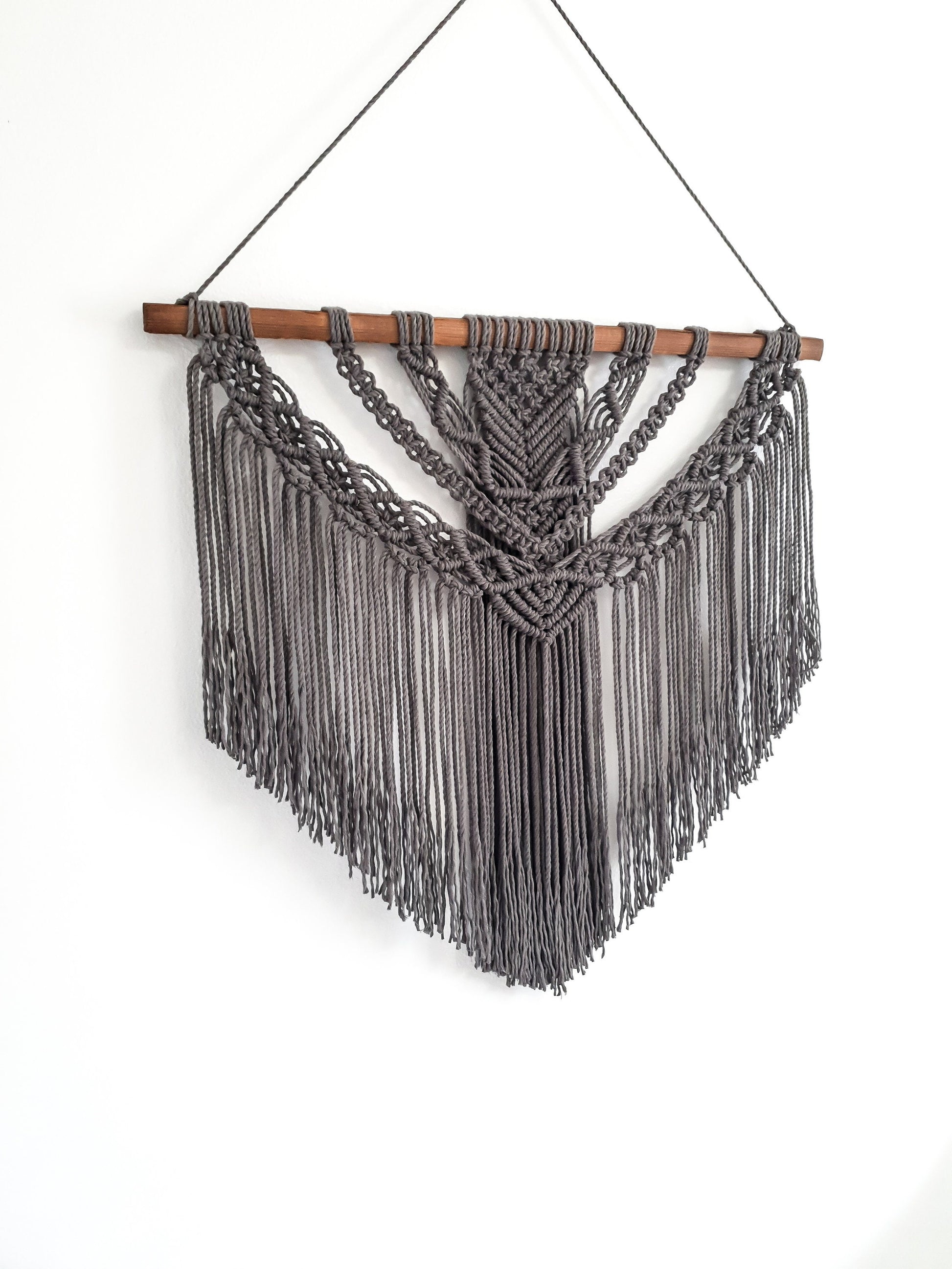 Large Macrame Wall Hanging, Macrame Wall Art, Woven Wall Hanging, Boho Wall Decor, Wall Tapestry, Macrame, Gray, Grey, Minimalist
