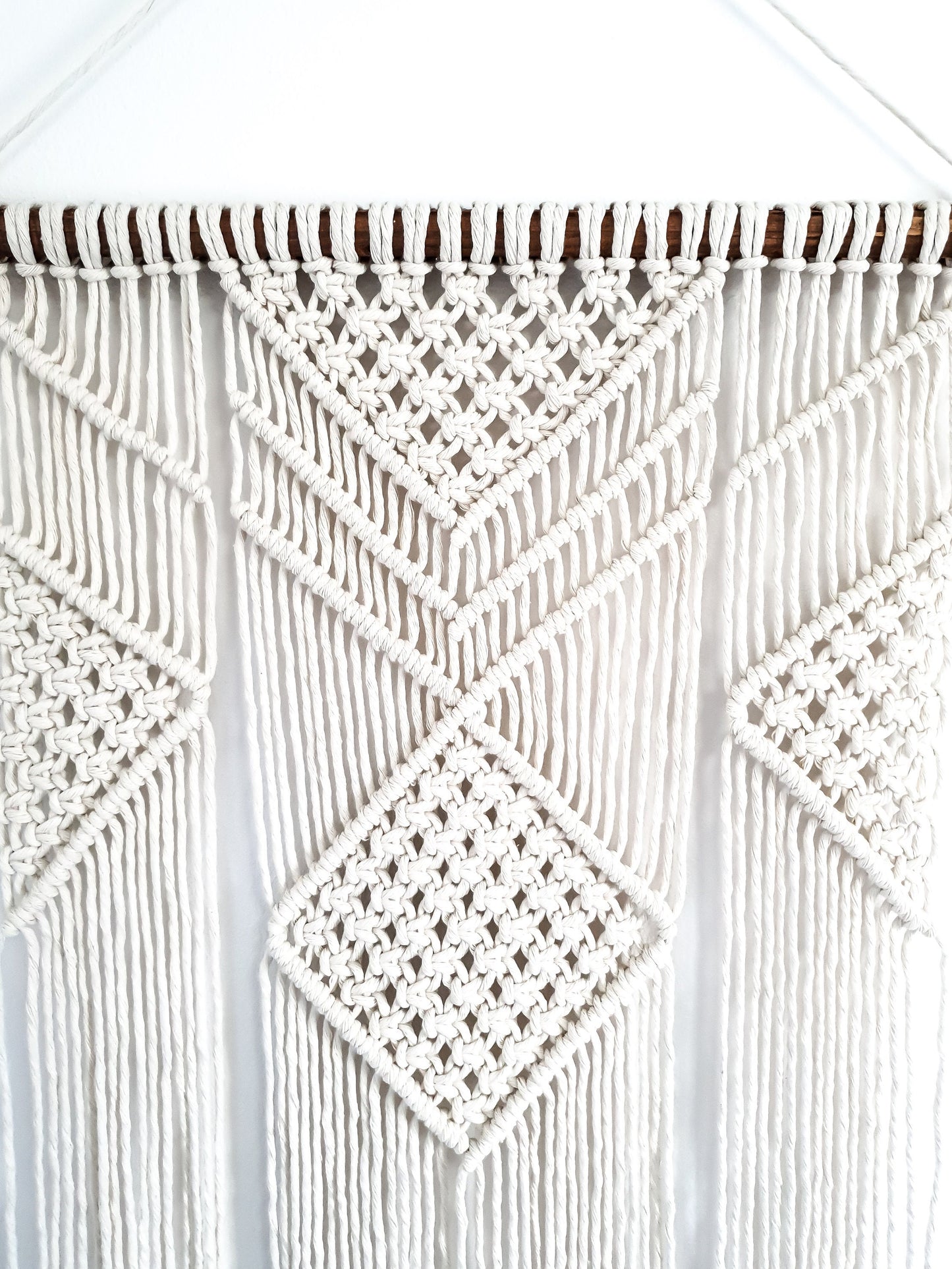 Handmade Macrame Wall Hanging - 3 Foot Length, Cotton Rope, Boho Chic Farmhouse Decor for Bedroom, Dorm Room, Living Room, High Quality