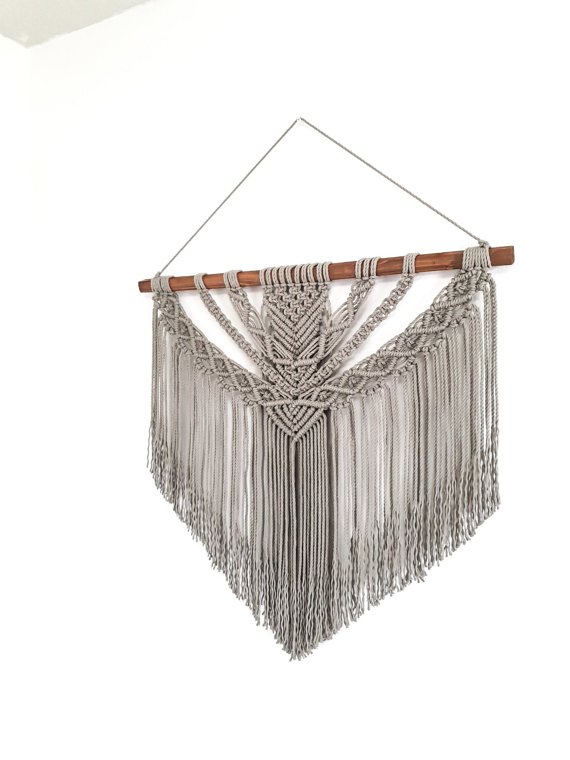 Large Macrame Wall Hanging, Macrame Wall Art, Woven Wall Hanging, Boho Wall Decor, Wall Tapestry, Macrame, Light Gray, Minimalist