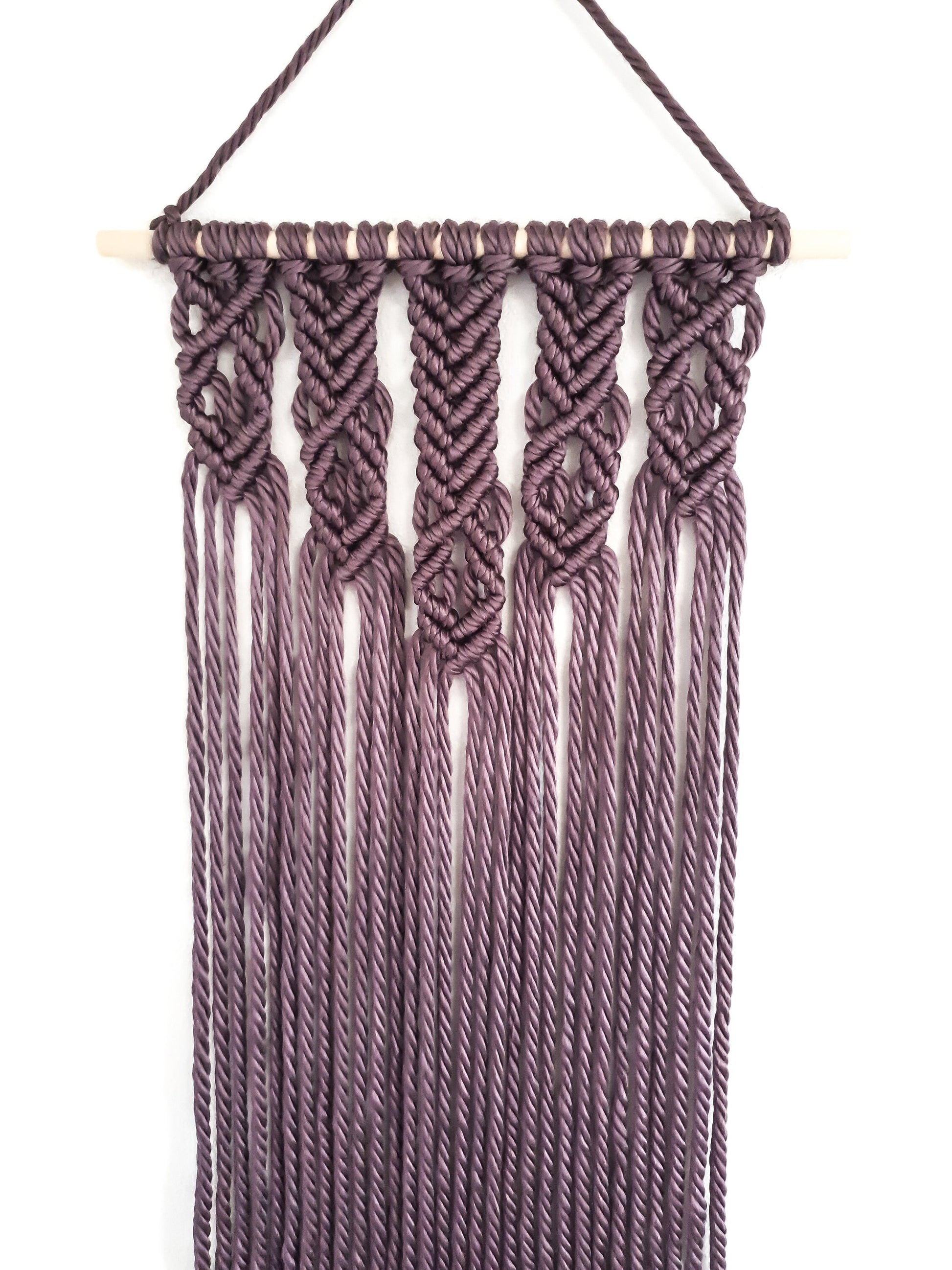 Plum Purple Yarn Colored Handmade Macrame Wall Hanging