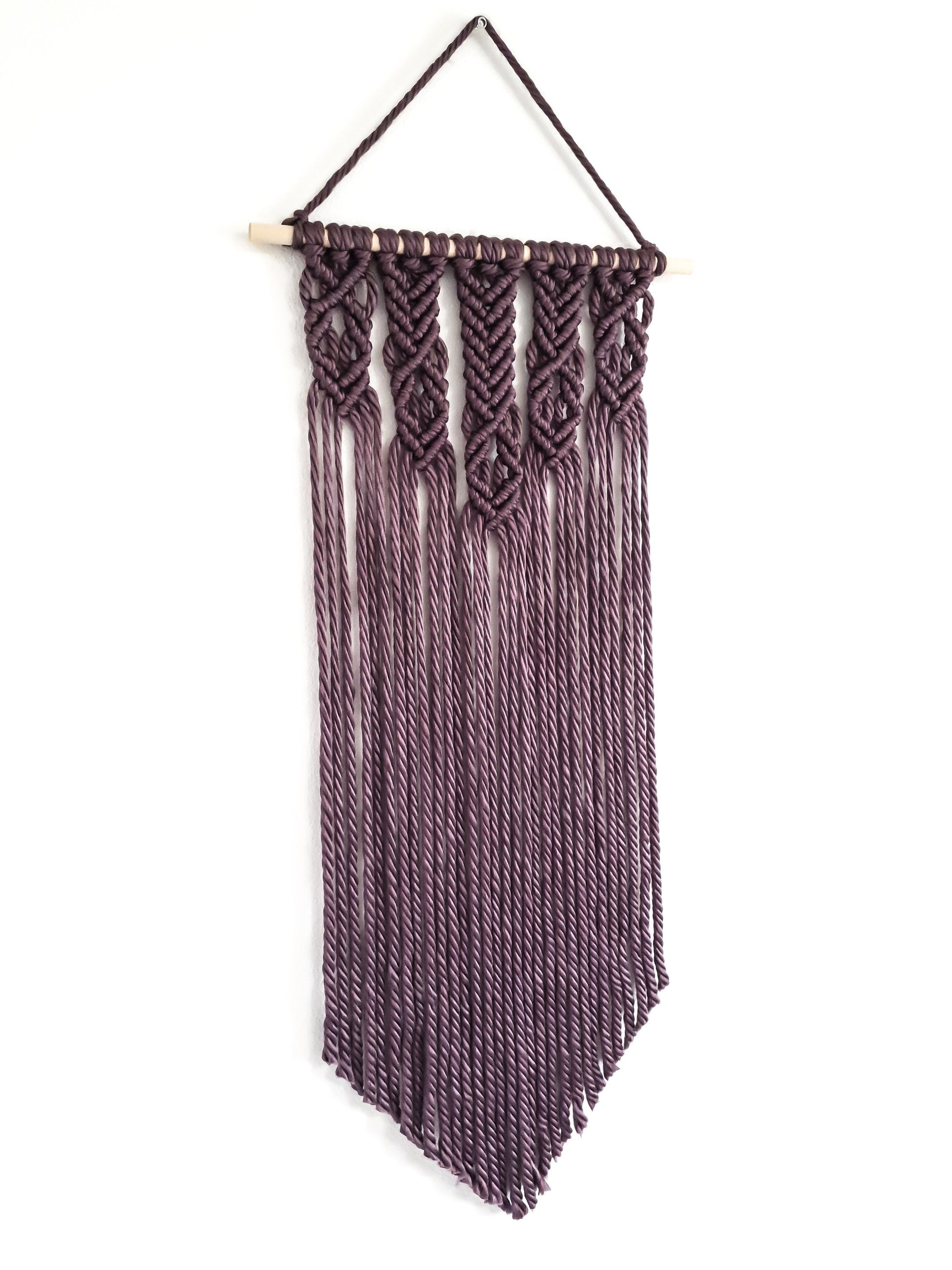 Plum Purple Yarn Colored Handmade Macrame Wall Hanging