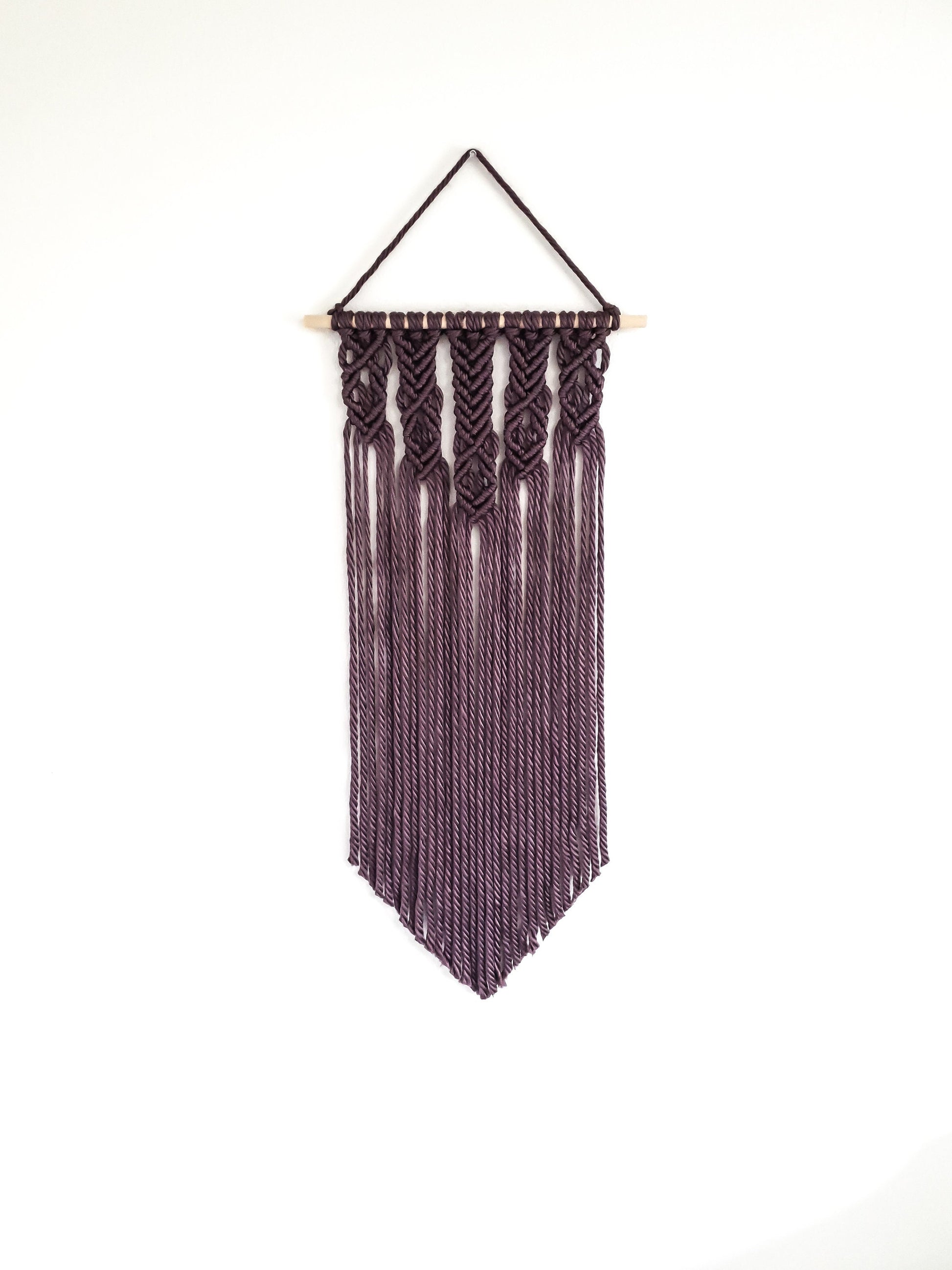 Plum Purple Yarn Colored Handmade Macrame Wall Hanging
