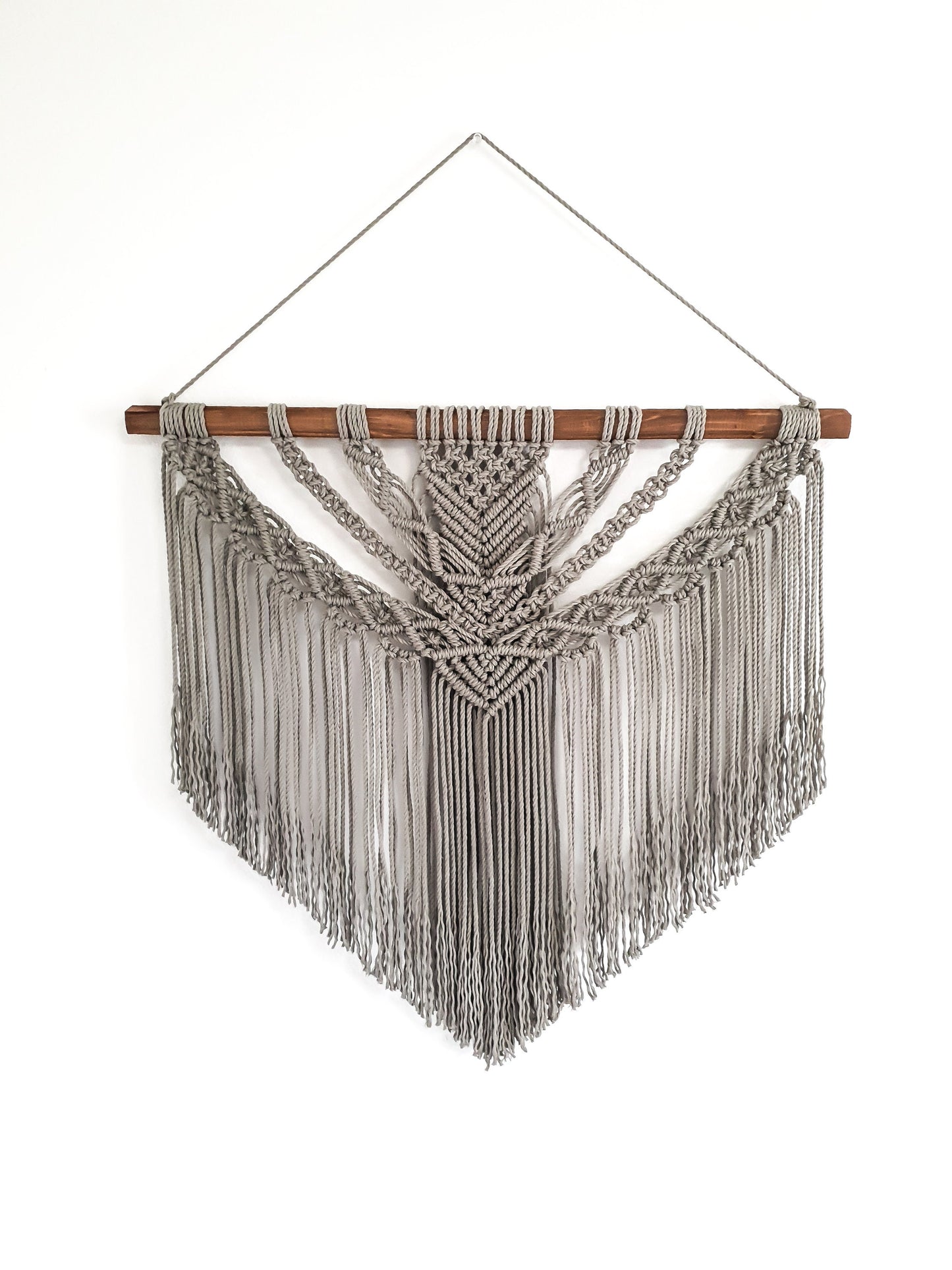Large Macrame Wall Hanging, Macrame Wall Art, Woven Wall Hanging, Boho Wall Decor, Wall Tapestry, Macrame, Light Gray, Minimalist