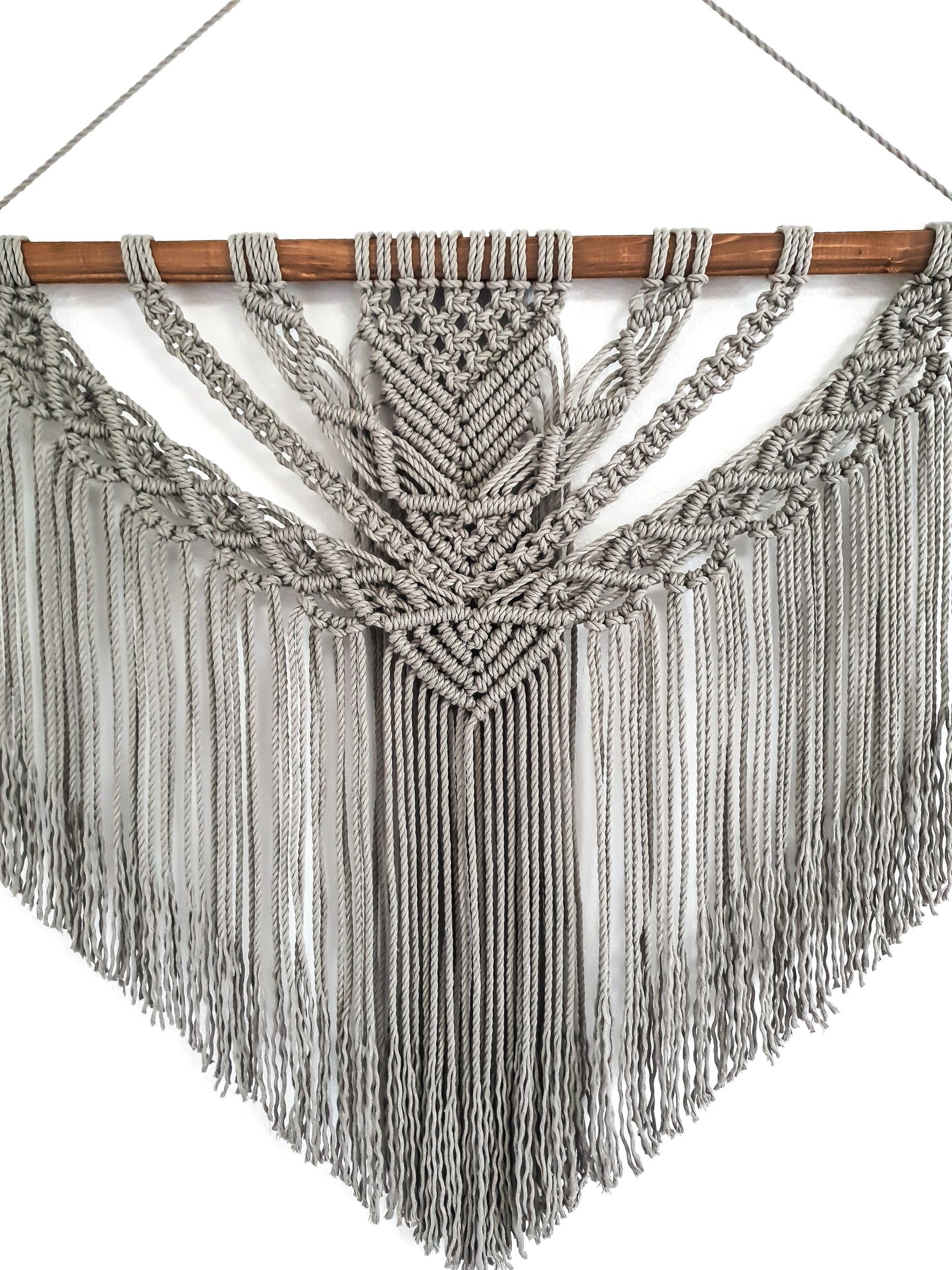 Large Macrame Wall Hanging, Macrame Wall Art, Woven Wall Hanging, Boho Wall Decor, Wall Tapestry, Macrame, Light Gray, Minimalist