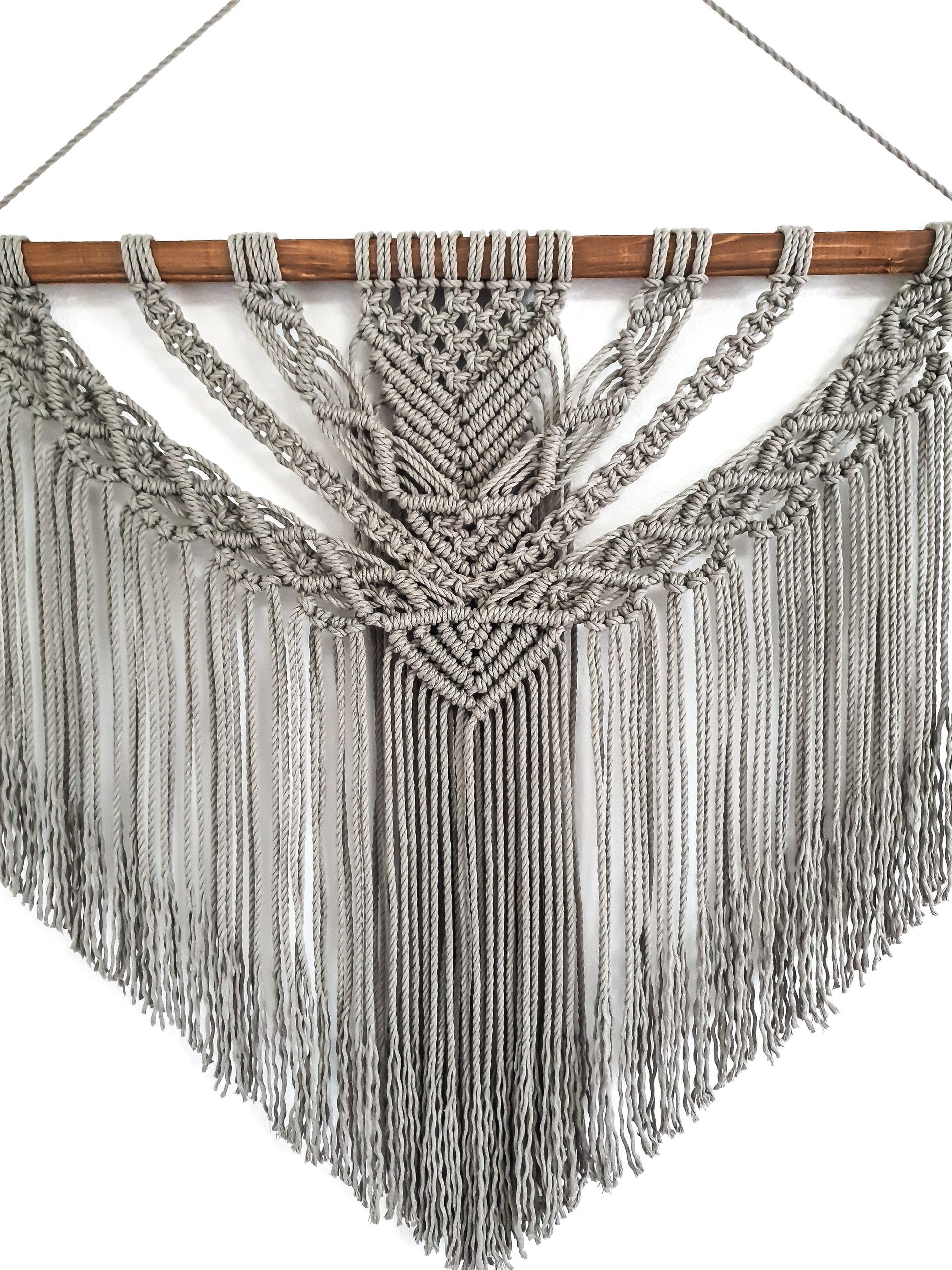 Large Macrame Wall Hanging, Macrame Wall Art, Woven Wall Hanging, Boho Wall Decor, Wall Tapestry, Macrame, Light Gray, Minimalist