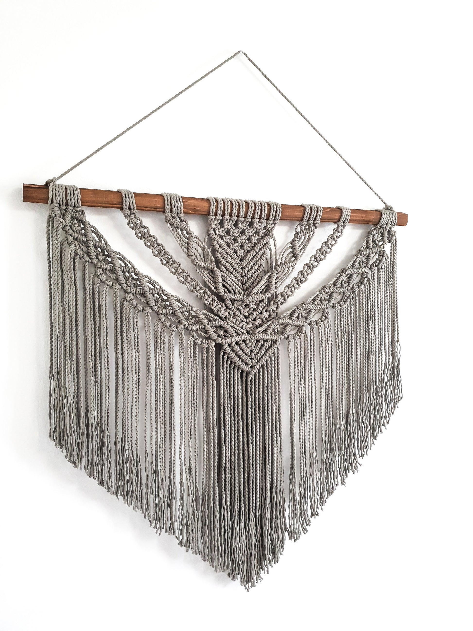 Large Macrame Wall Hanging, Macrame Wall Art, Woven Wall Hanging, Boho Wall Decor, Wall Tapestry, Macrame, Light Gray, Minimalist