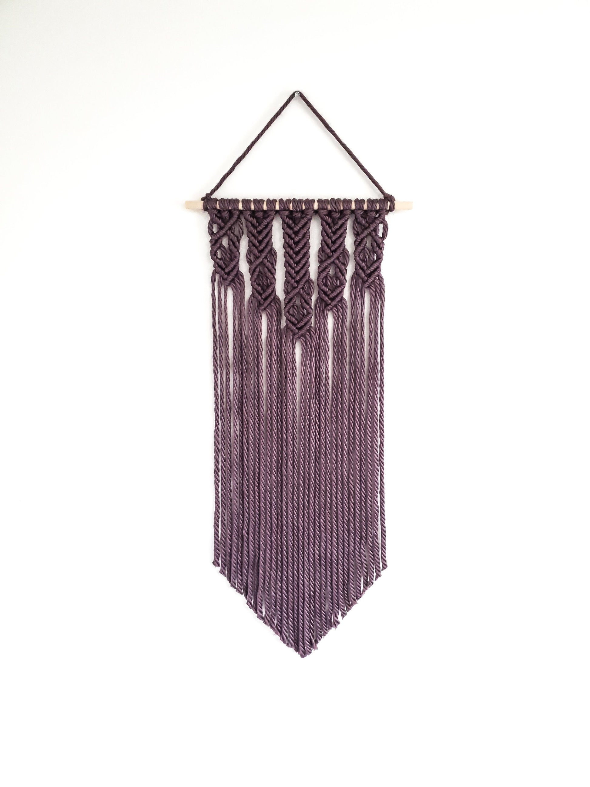 Plum Purple Yarn Colored Handmade Macrame Wall Hanging
