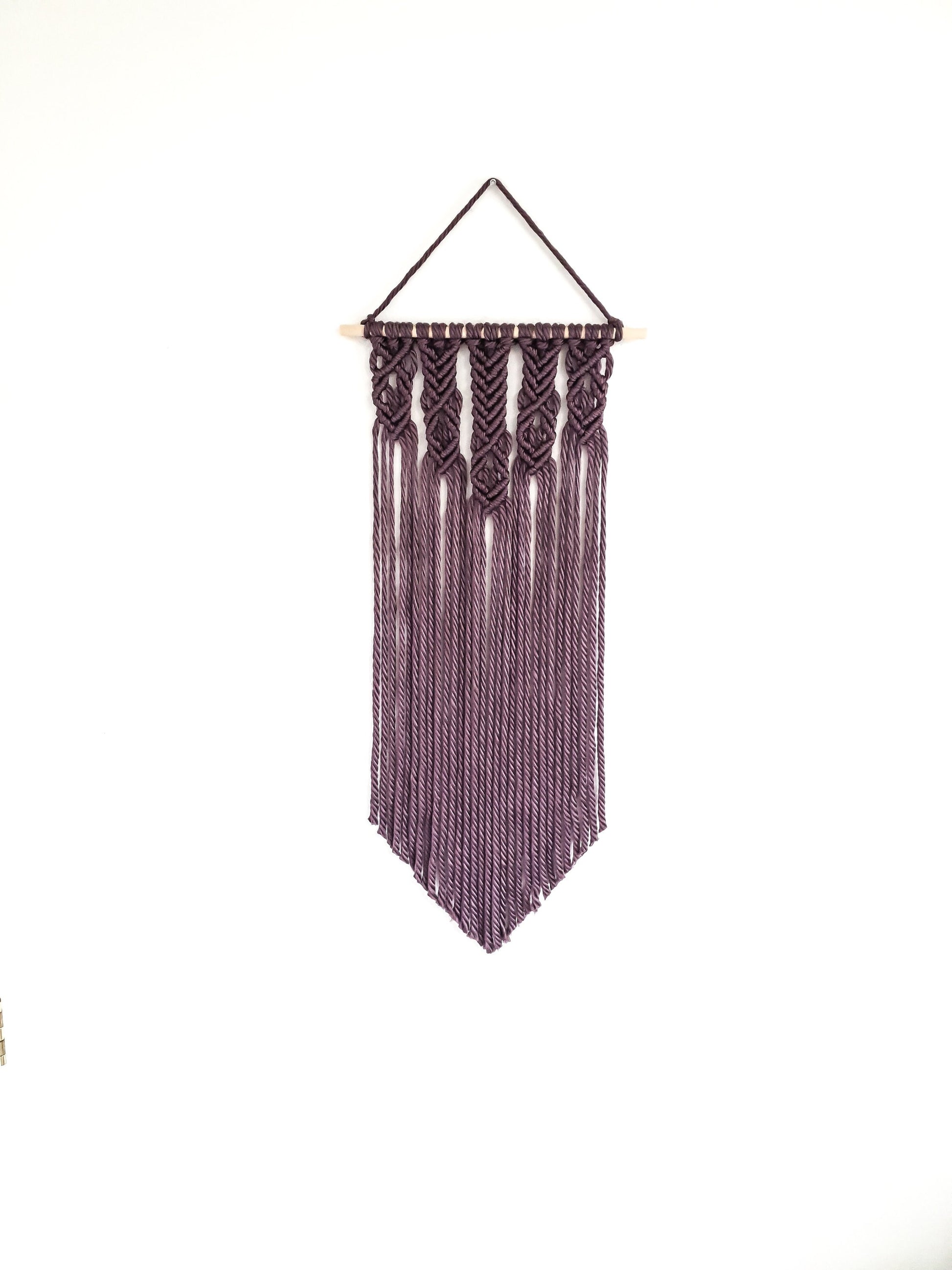 Plum Purple Yarn Colored Handmade Macrame Wall Hanging
