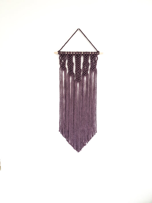 Plum Purple Yarn Colored Handmade Macrame Wall Hanging