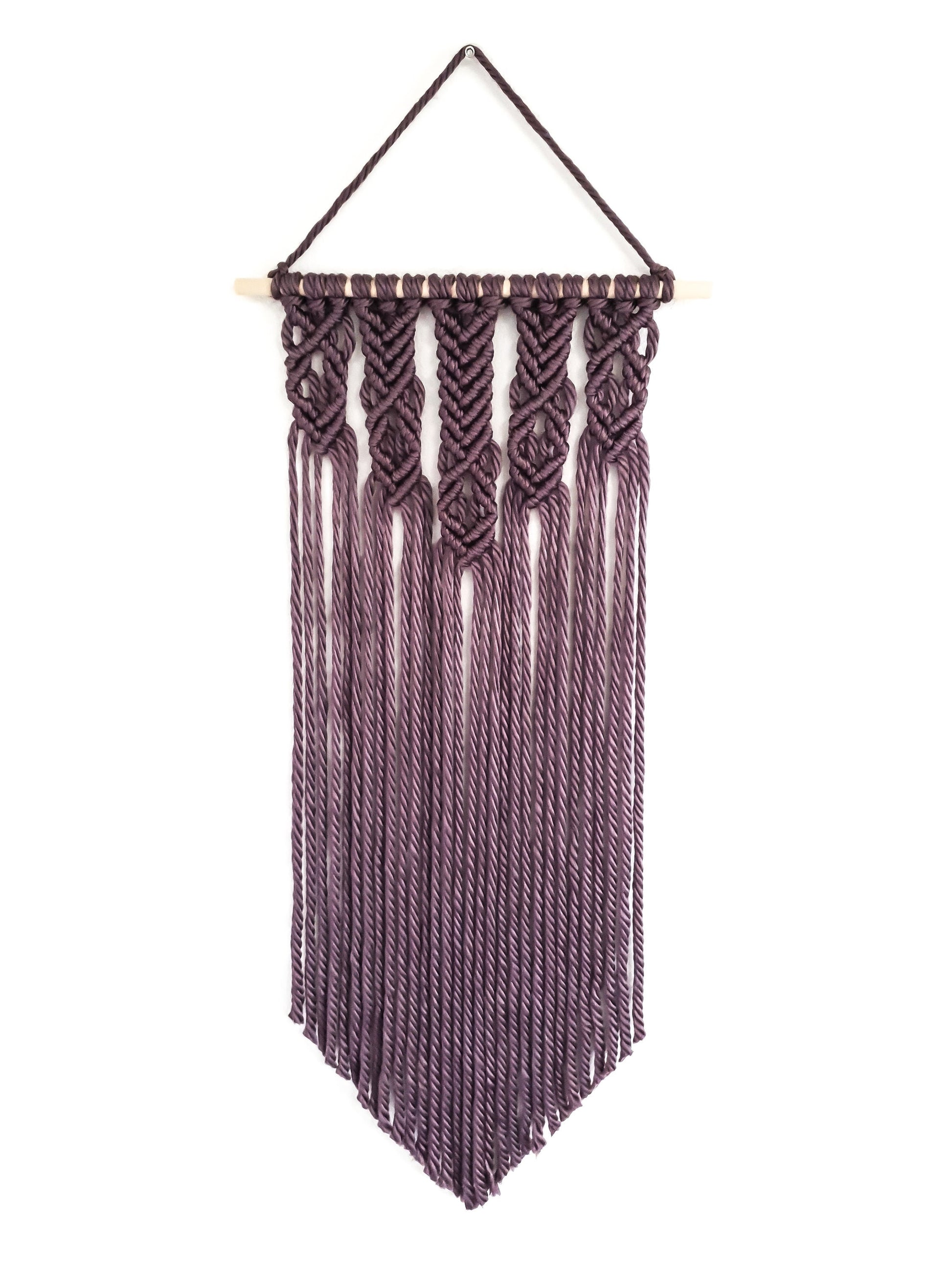 Plum Purple Yarn Colored Handmade Macrame Wall Hanging