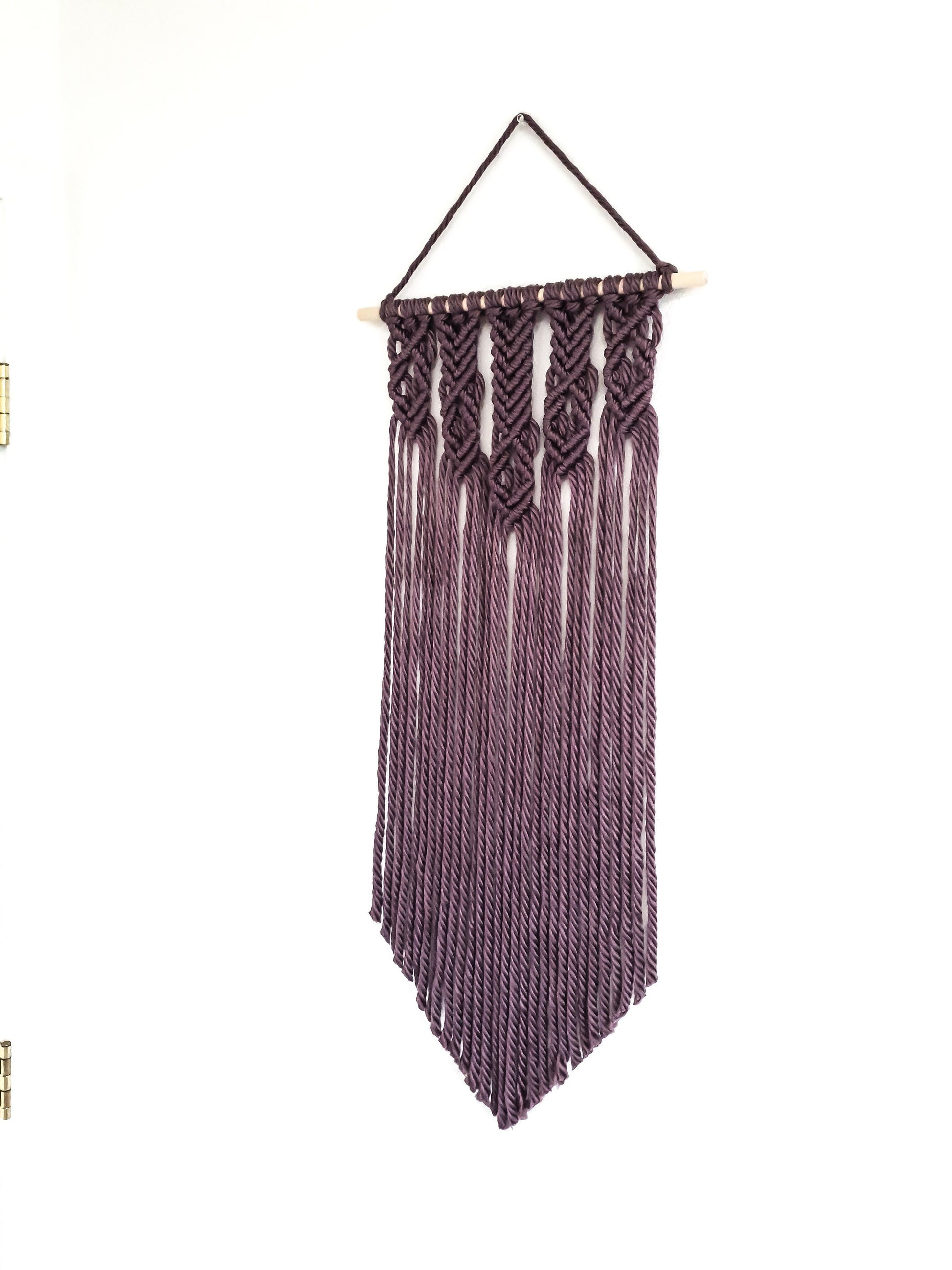 Plum Purple Yarn Colored Handmade Macrame Wall Hanging
