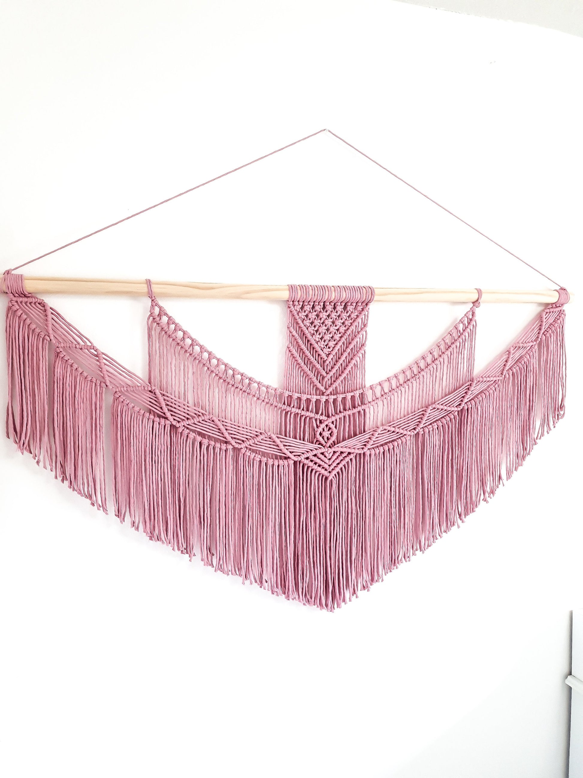 X Large Macrame Wall Hanging, Pink Macrame Wall Art, Woven Wall Hanging, Boho Wall Decor, Wall Tapestry, Macrame, Wedding Backdrop