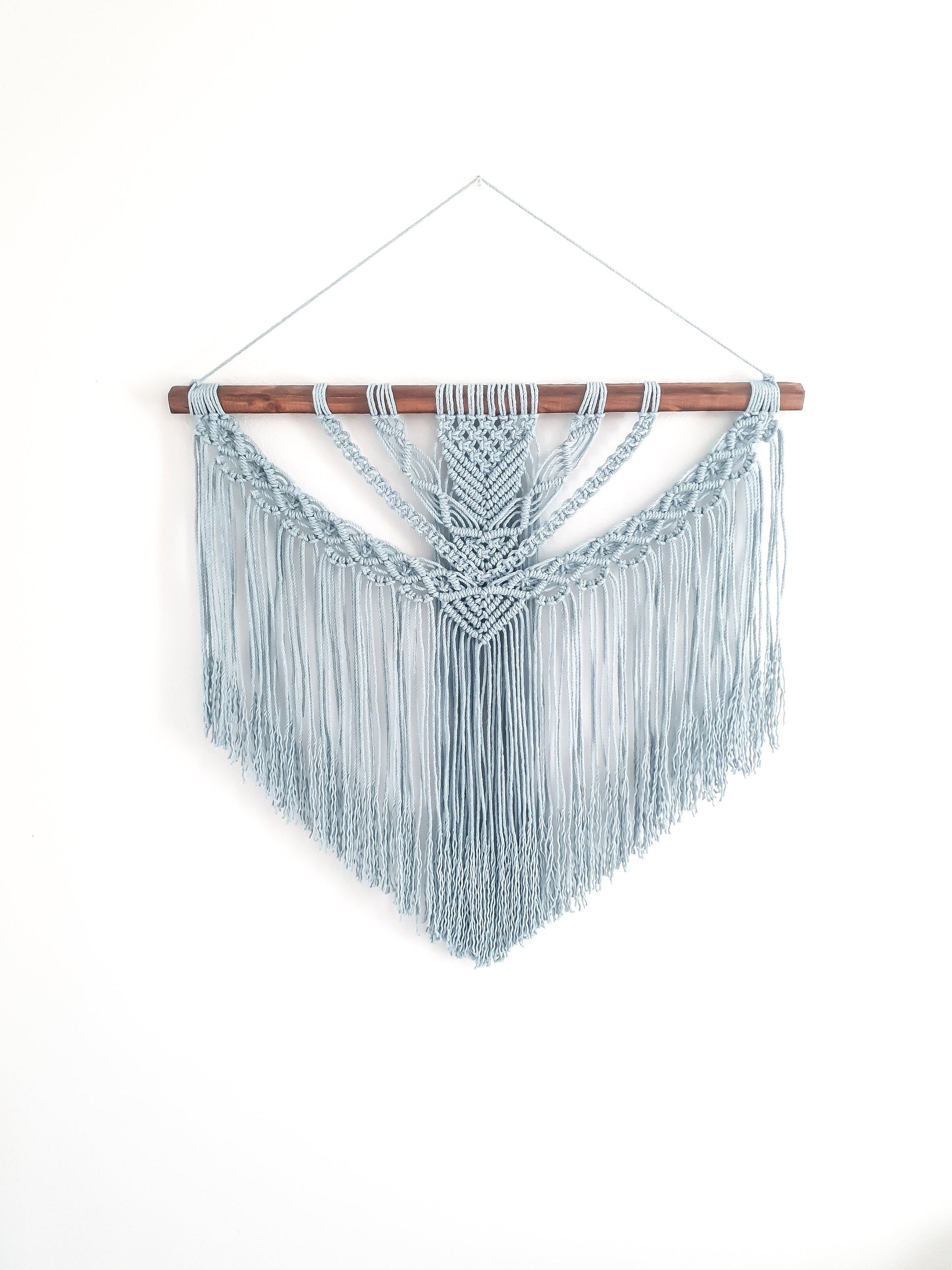 Large Macrame Wall Hanging, Macrame Wall Art, Woven Wall Hanging, Boho Wall Decor, Wall Tapestry, Macrame, Light Blue, Minimalist