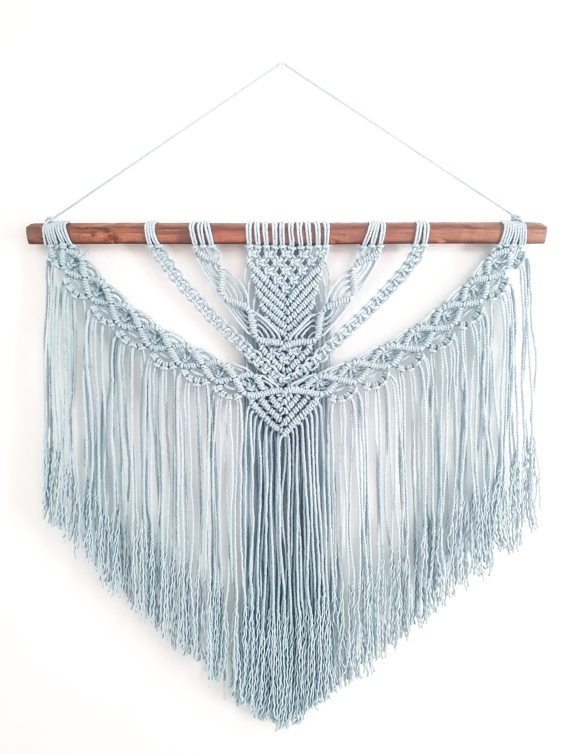Large Macrame Wall Hanging, Macrame Wall Art, Woven Wall Hanging, Boho Wall Decor, Wall Tapestry, Macrame, Light Blue, Minimalist