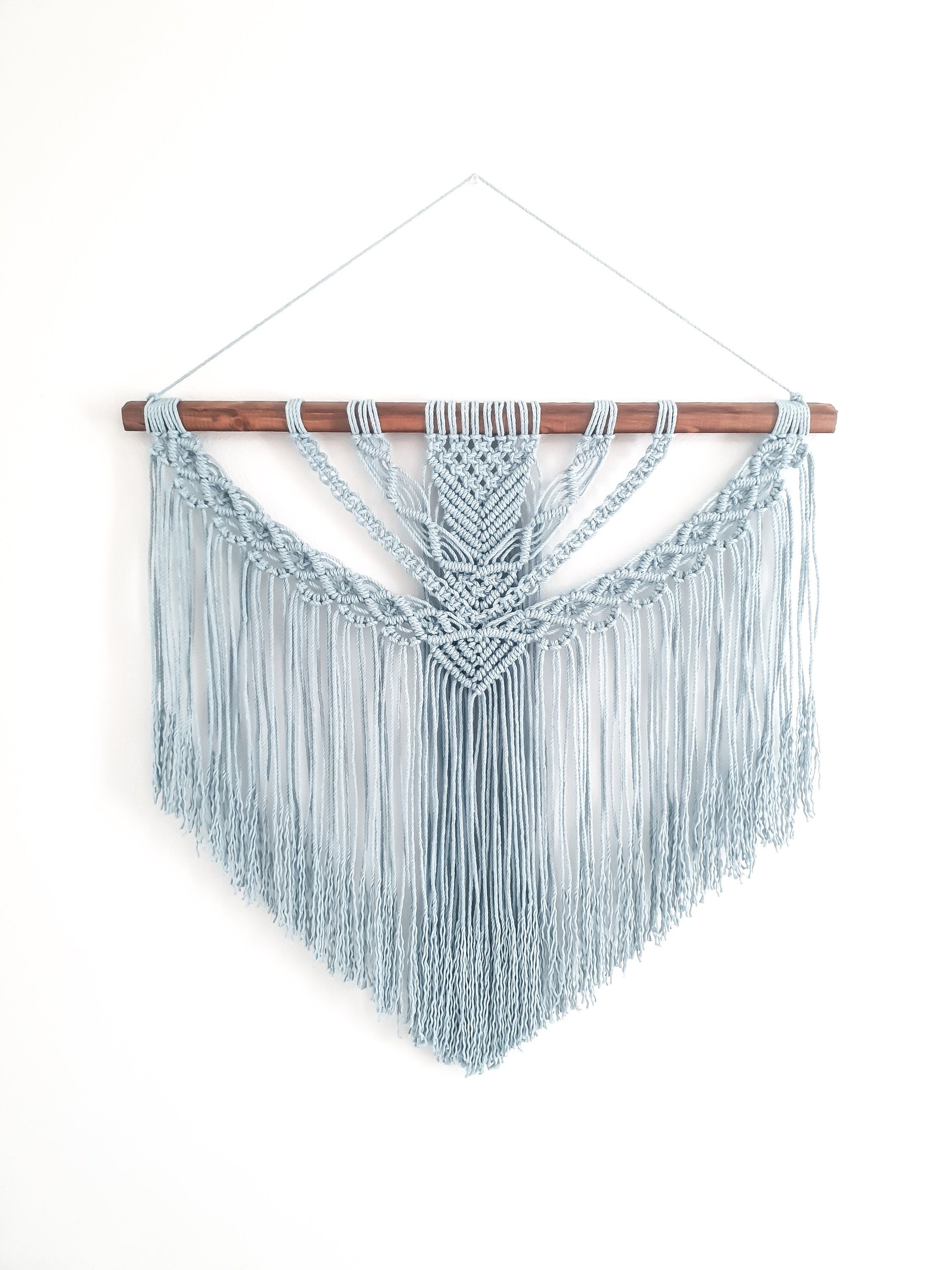 Large Macrame Wall Hanging, Macrame Wall Art, Woven Wall Hanging, Boho Wall Decor, Wall Tapestry, Macrame, Light Blue, Minimalist