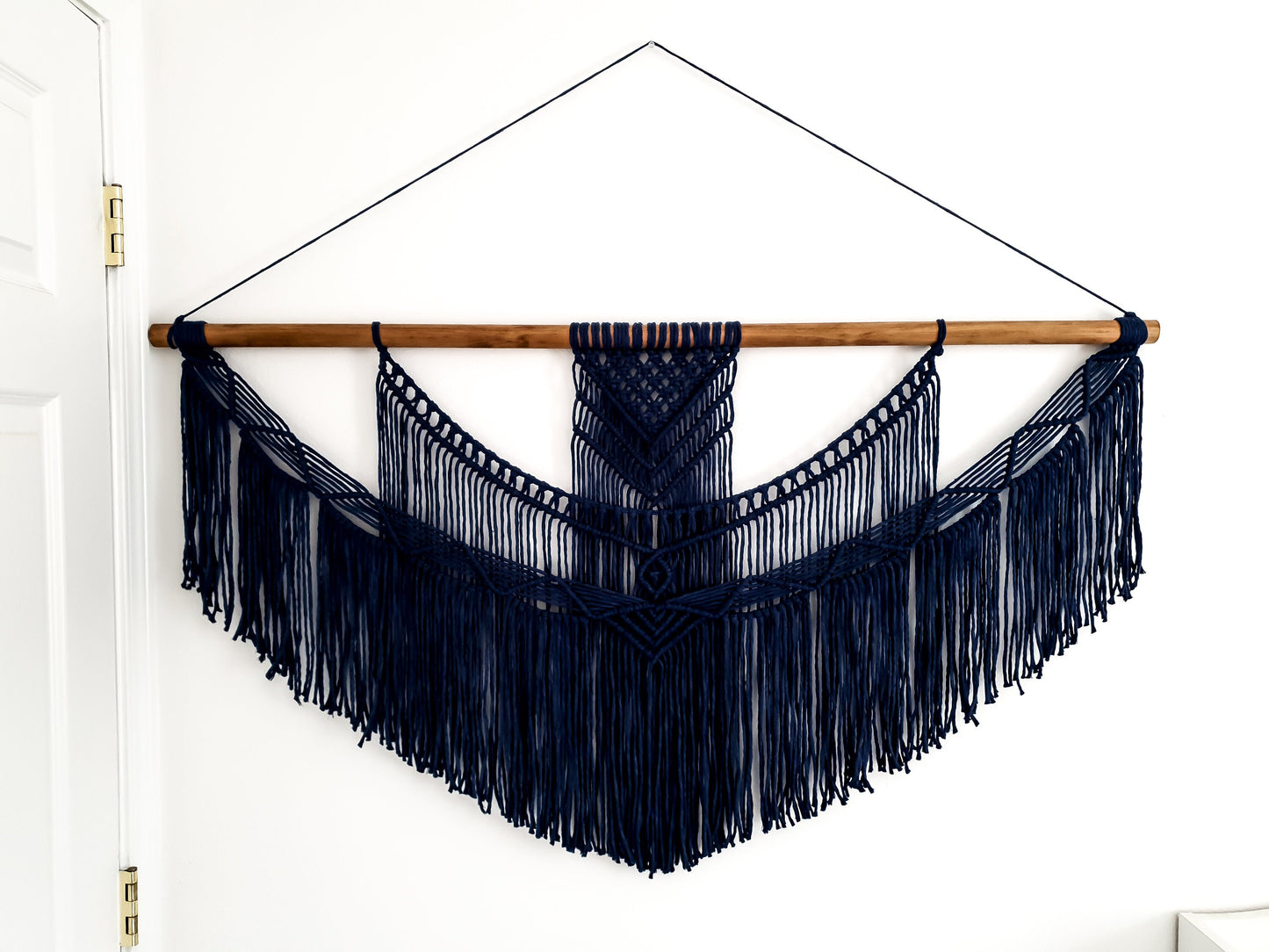 X Large Macrame Wall Hanging, Macrame Wall Art, Woven Wall Hanging, Boho Wall Decor, Wall Tapestry, Navy, Wedding Backdrop, Free Shipping