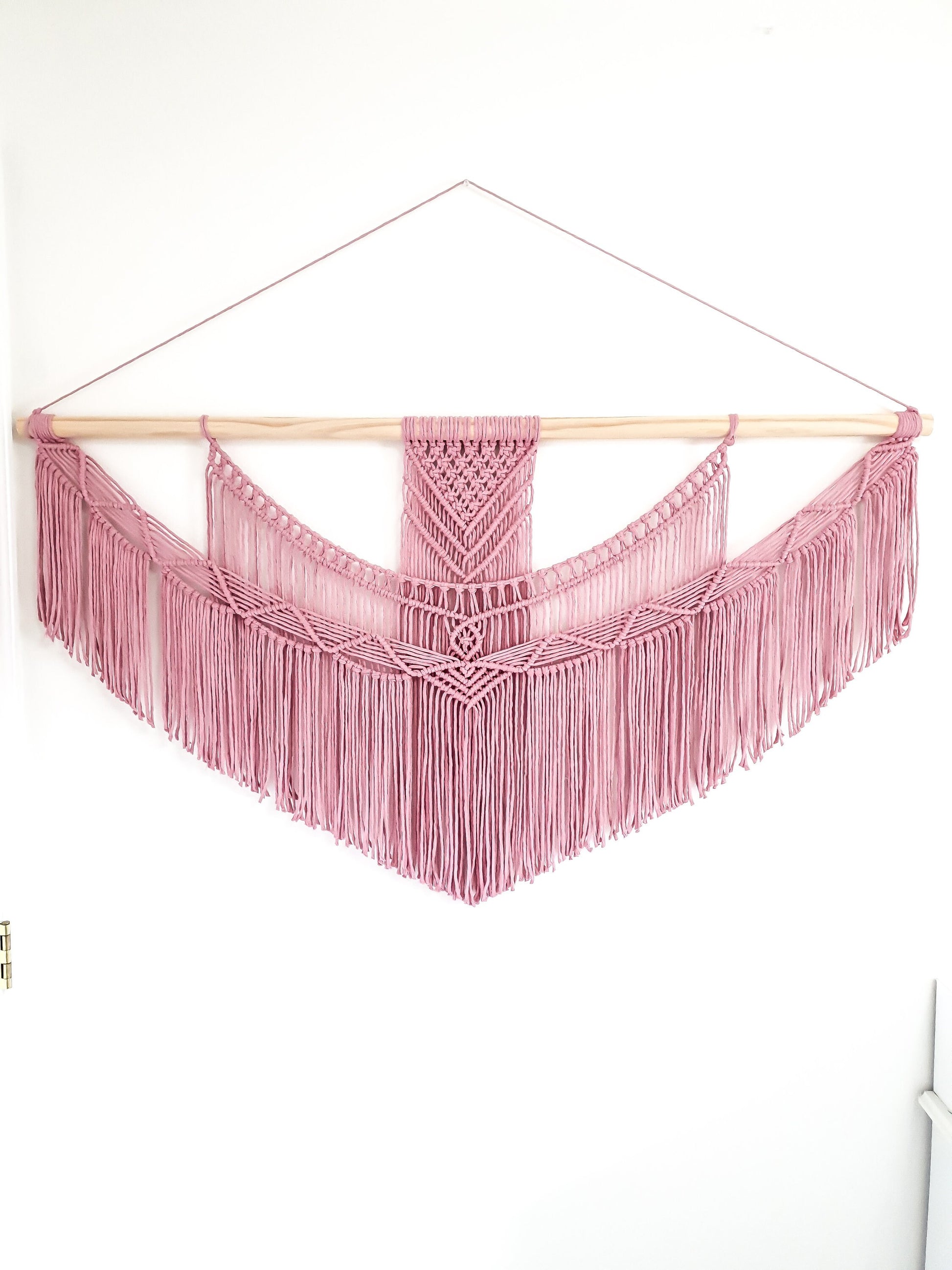 X Large Macrame Wall Hanging, Pink Macrame Wall Art, Woven Wall Hanging, Boho Wall Decor, Wall Tapestry, Macrame, Wedding Backdrop