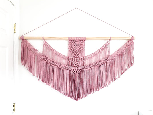 X Large Macrame Wall Hanging, Pink Macrame Wall Art, Woven Wall Hanging, Boho Wall Decor, Wall Tapestry, Macrame, Wedding Backdrop