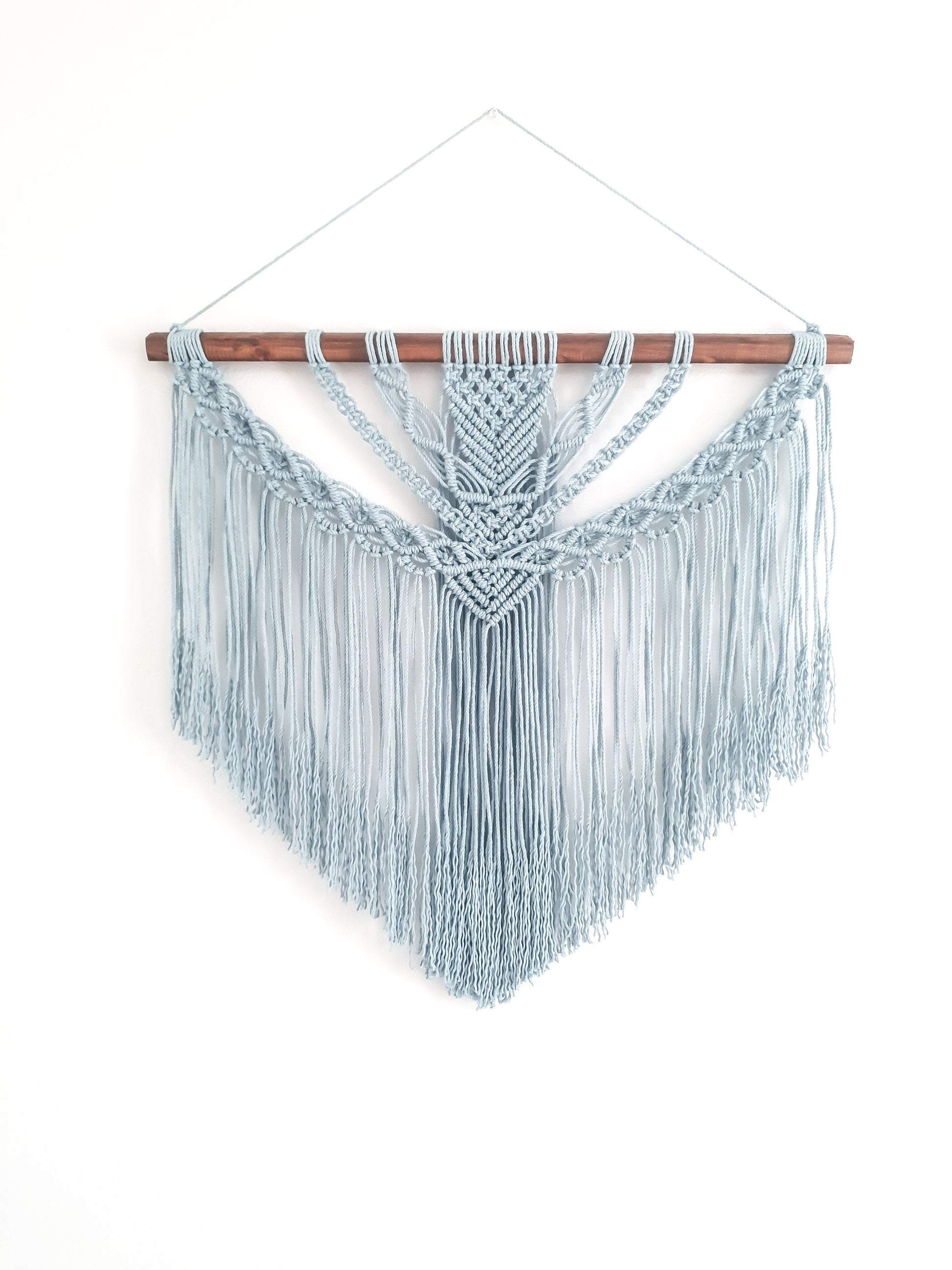 Large Macrame Wall Hanging, Macrame Wall Art, Woven Wall Hanging, Boho Wall Decor, Wall Tapestry, Macrame, Light Blue, Minimalist