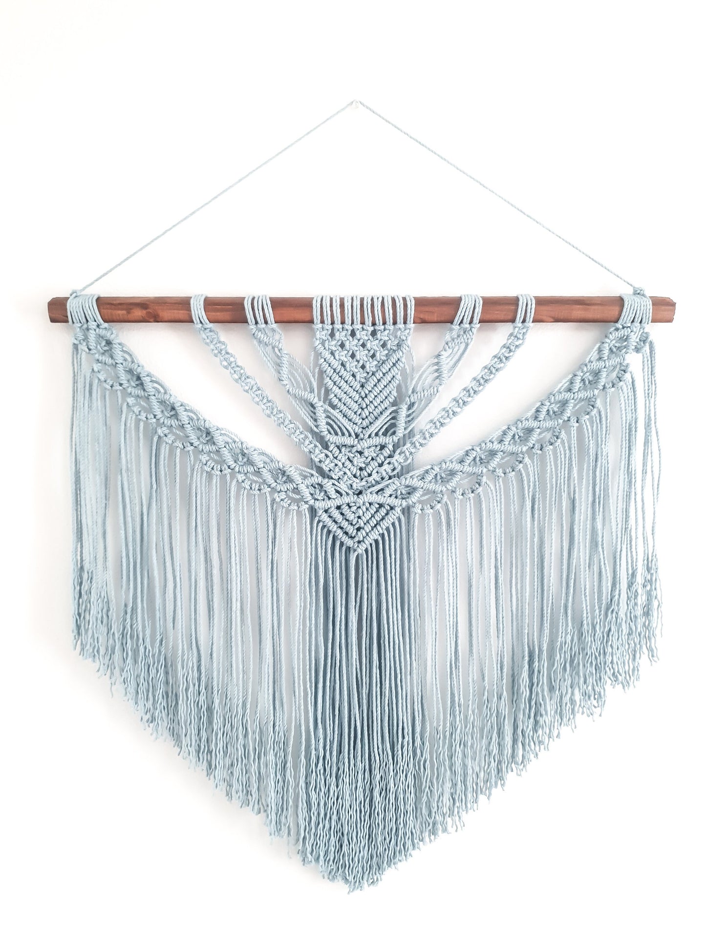 Large Macrame Wall Hanging, Macrame Wall Art, Woven Wall Hanging, Boho Wall Decor, Wall Tapestry, Macrame, Light Blue, Minimalist