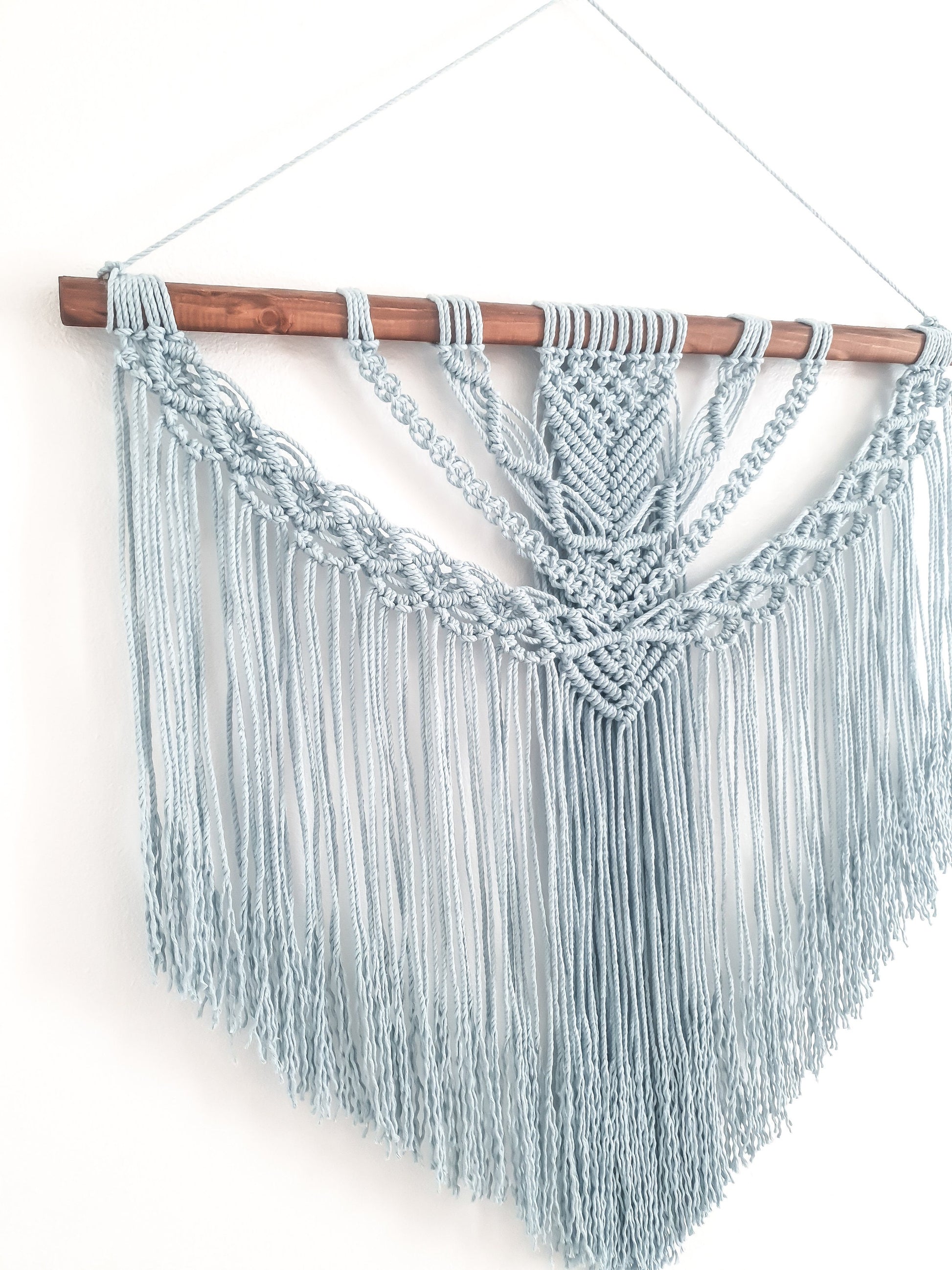 Large Macrame Wall Hanging, Macrame Wall Art, Woven Wall Hanging, Boho Wall Decor, Wall Tapestry, Macrame, Light Blue, Minimalist