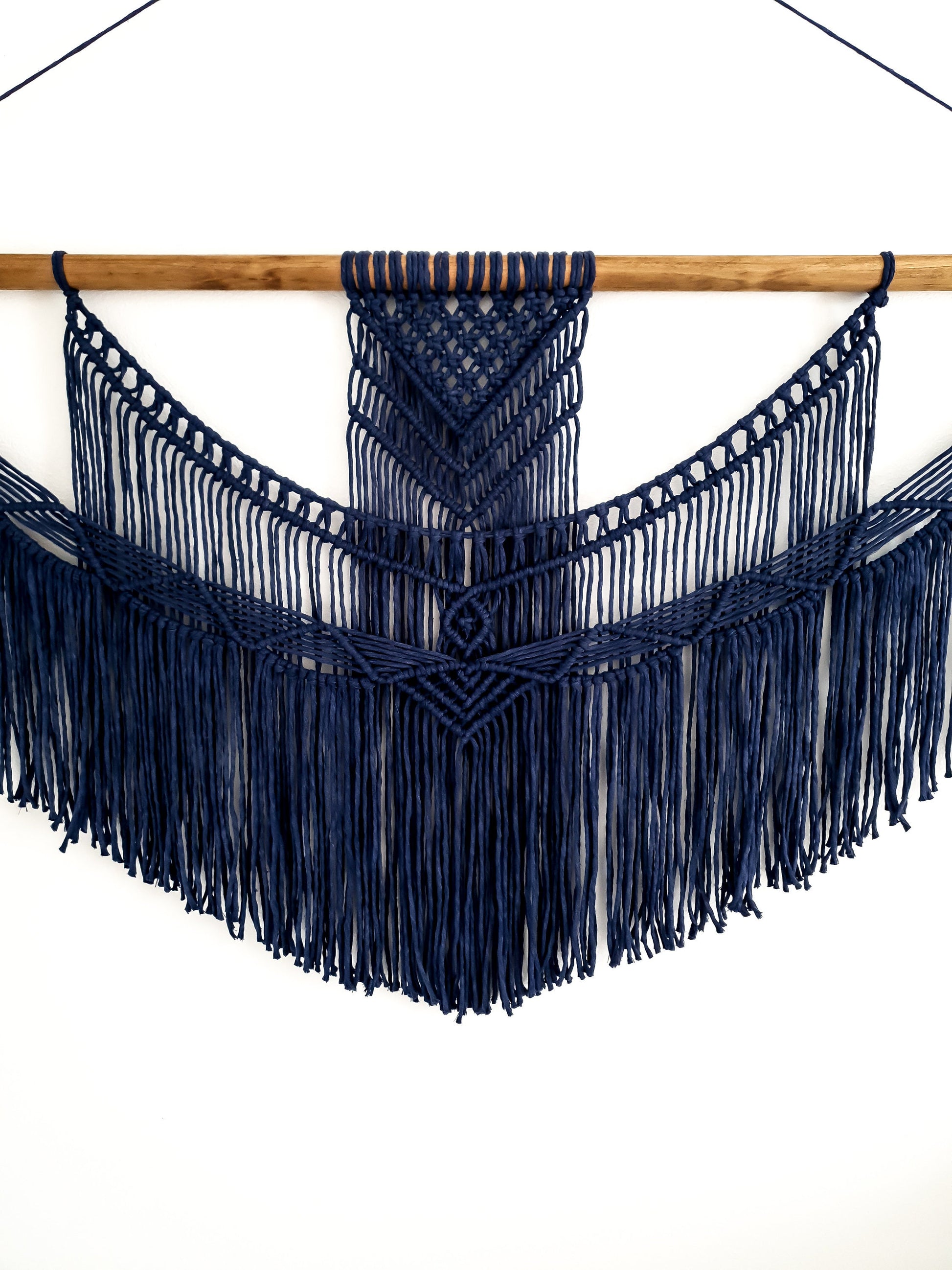 X Large Macrame Wall Hanging, Macrame Wall Art, Woven Wall Hanging, Boho Wall Decor, Wall Tapestry, Navy, Wedding Backdrop, Free Shipping