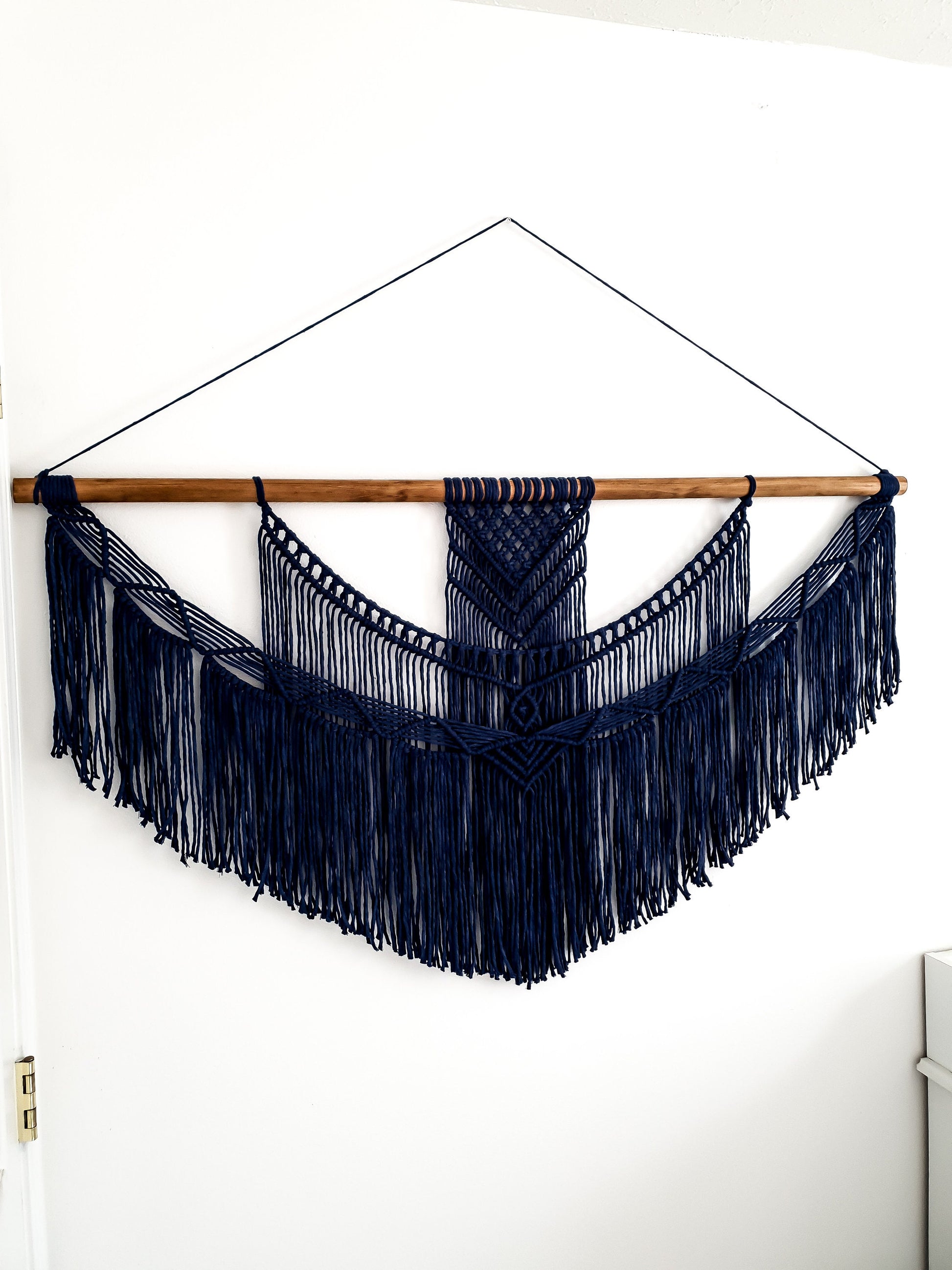 X Large Macrame Wall Hanging, Macrame Wall Art, Woven Wall Hanging, Boho Wall Decor, Wall Tapestry, Navy, Wedding Backdrop, Free Shipping