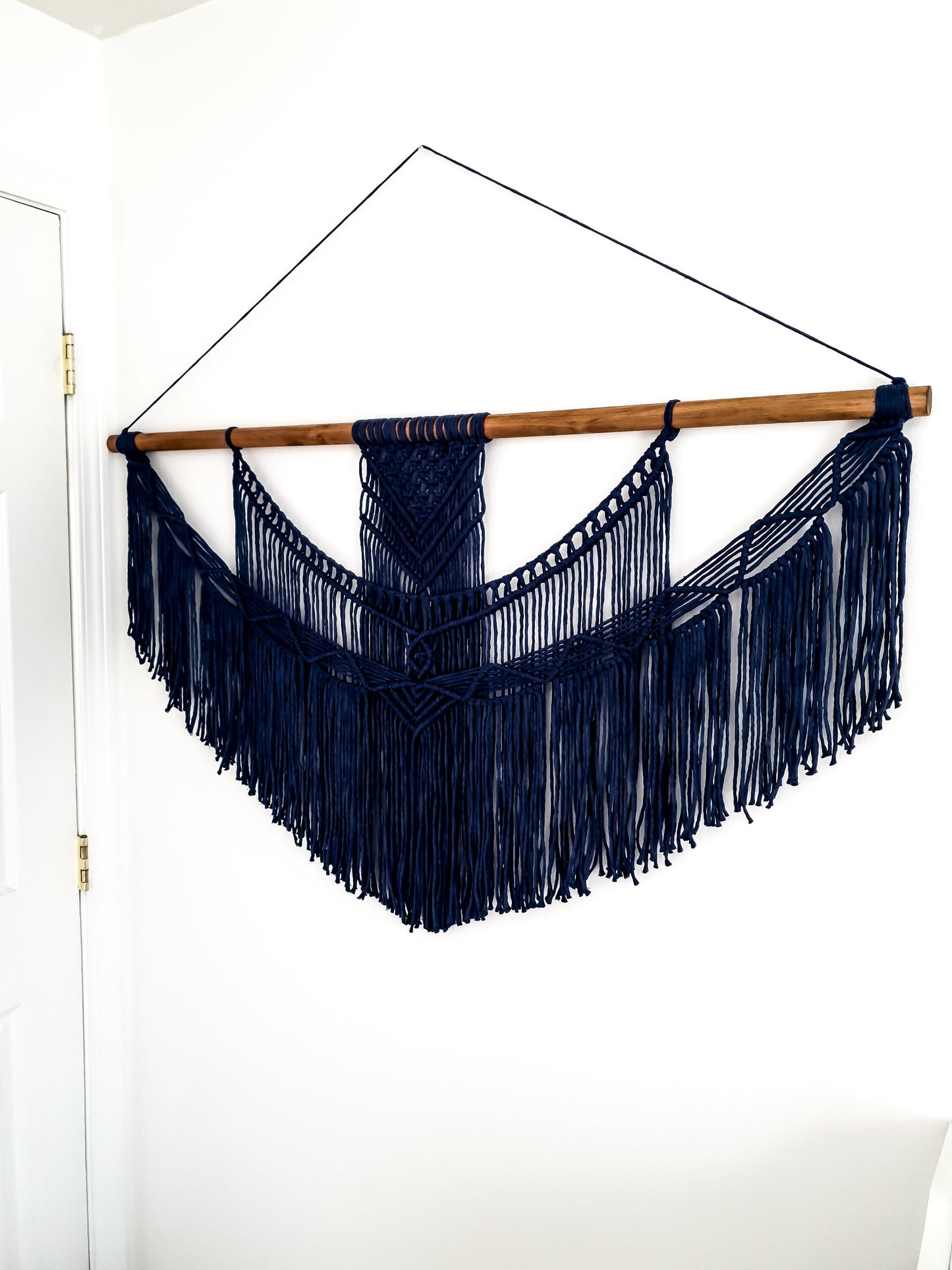 X Large Macrame Wall Hanging, Macrame Wall Art, Woven Wall Hanging, Boho Wall Decor, Wall Tapestry, Navy, Wedding Backdrop, Free Shipping
