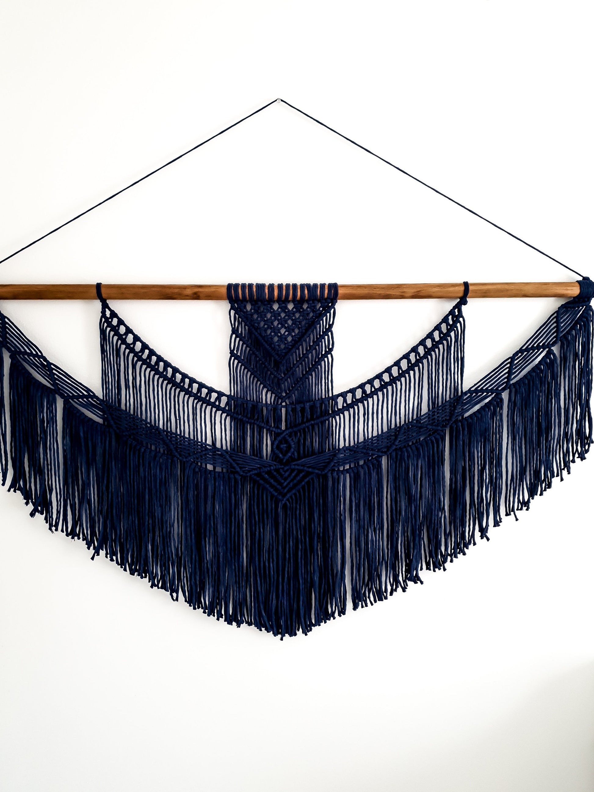 X Large Macrame Wall Hanging, Macrame Wall Art, Woven Wall Hanging, Boho Wall Decor, Wall Tapestry, Navy, Wedding Backdrop, Free Shipping