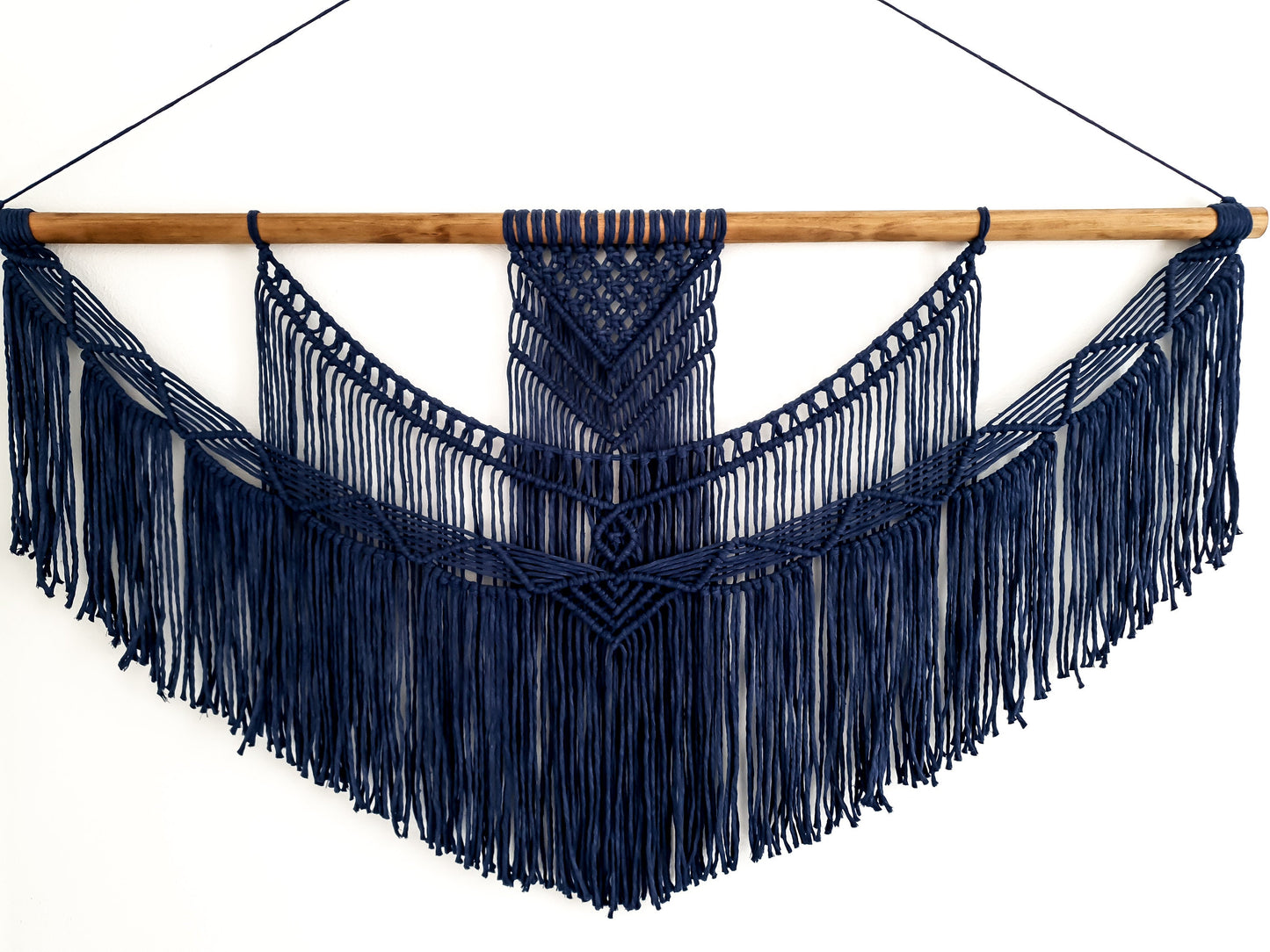 X Large Macrame Wall Hanging, Macrame Wall Art, Woven Wall Hanging, Boho Wall Decor, Wall Tapestry, Navy, Wedding Backdrop, Free Shipping