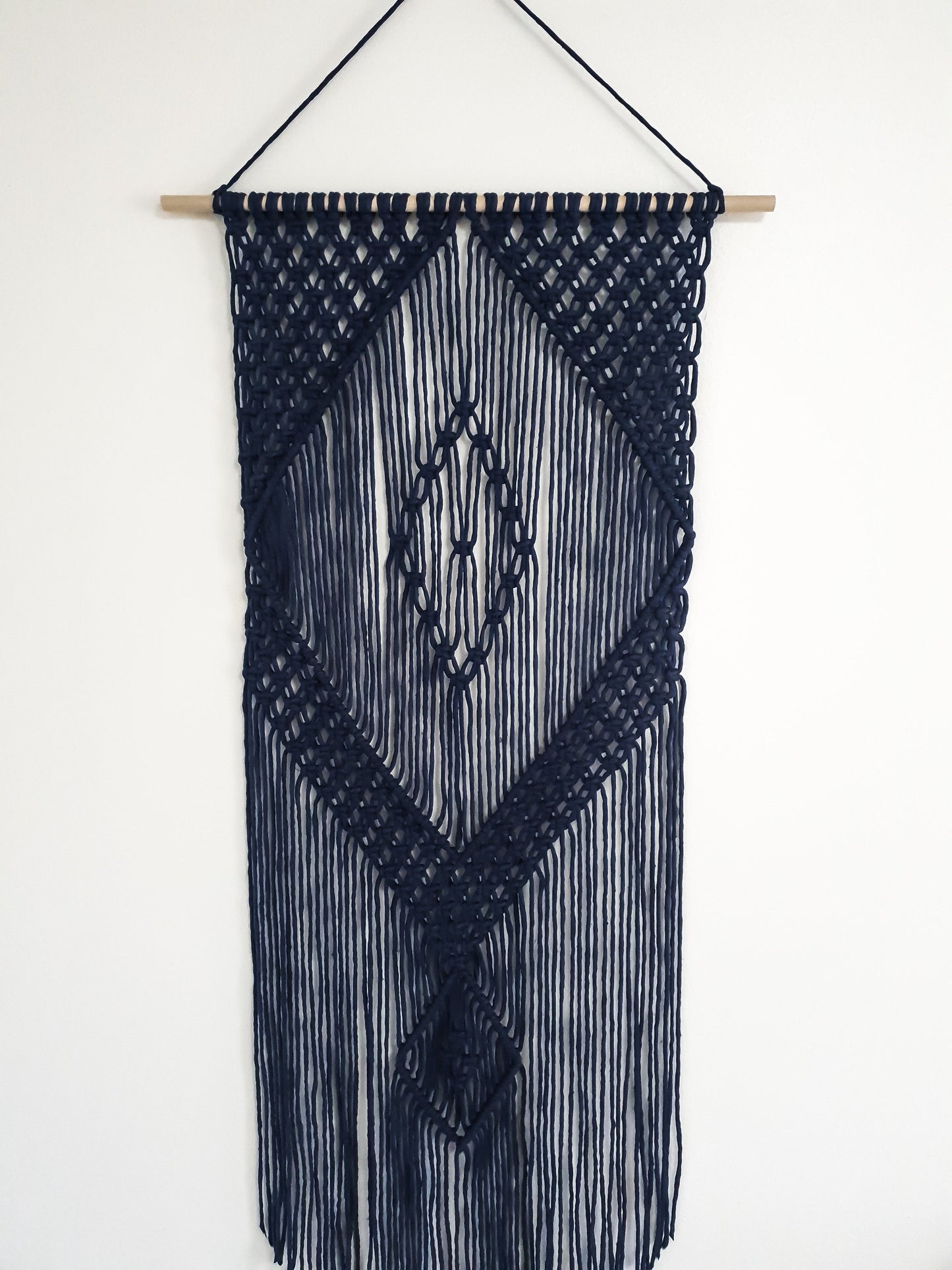Navy Colored Cotton Rope Macrame Wall Hanging // Handmade in United States - Spokane, Washington