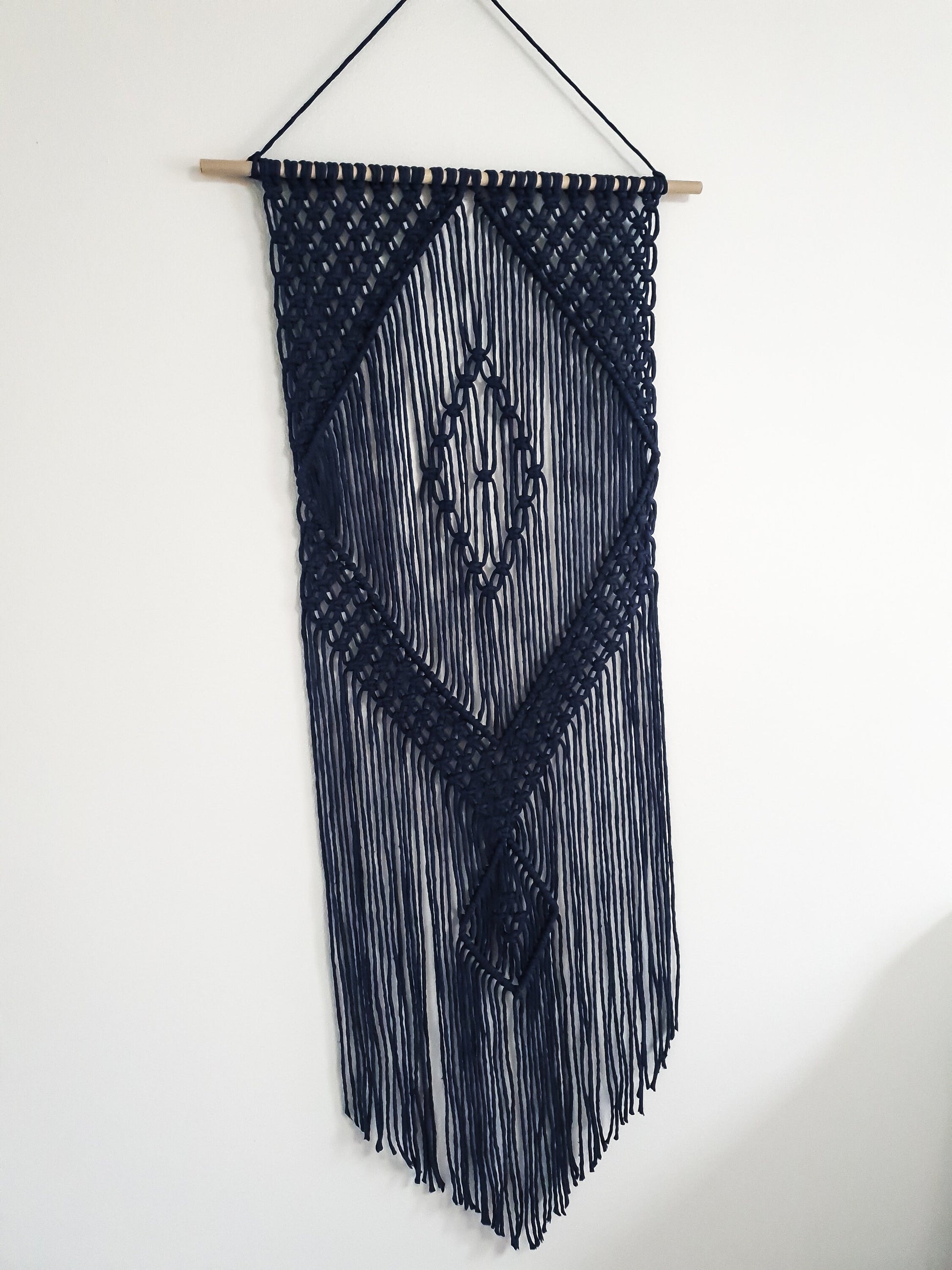 Navy Colored Cotton Rope Macrame Wall Hanging // Handmade in United States - Spokane, Washington