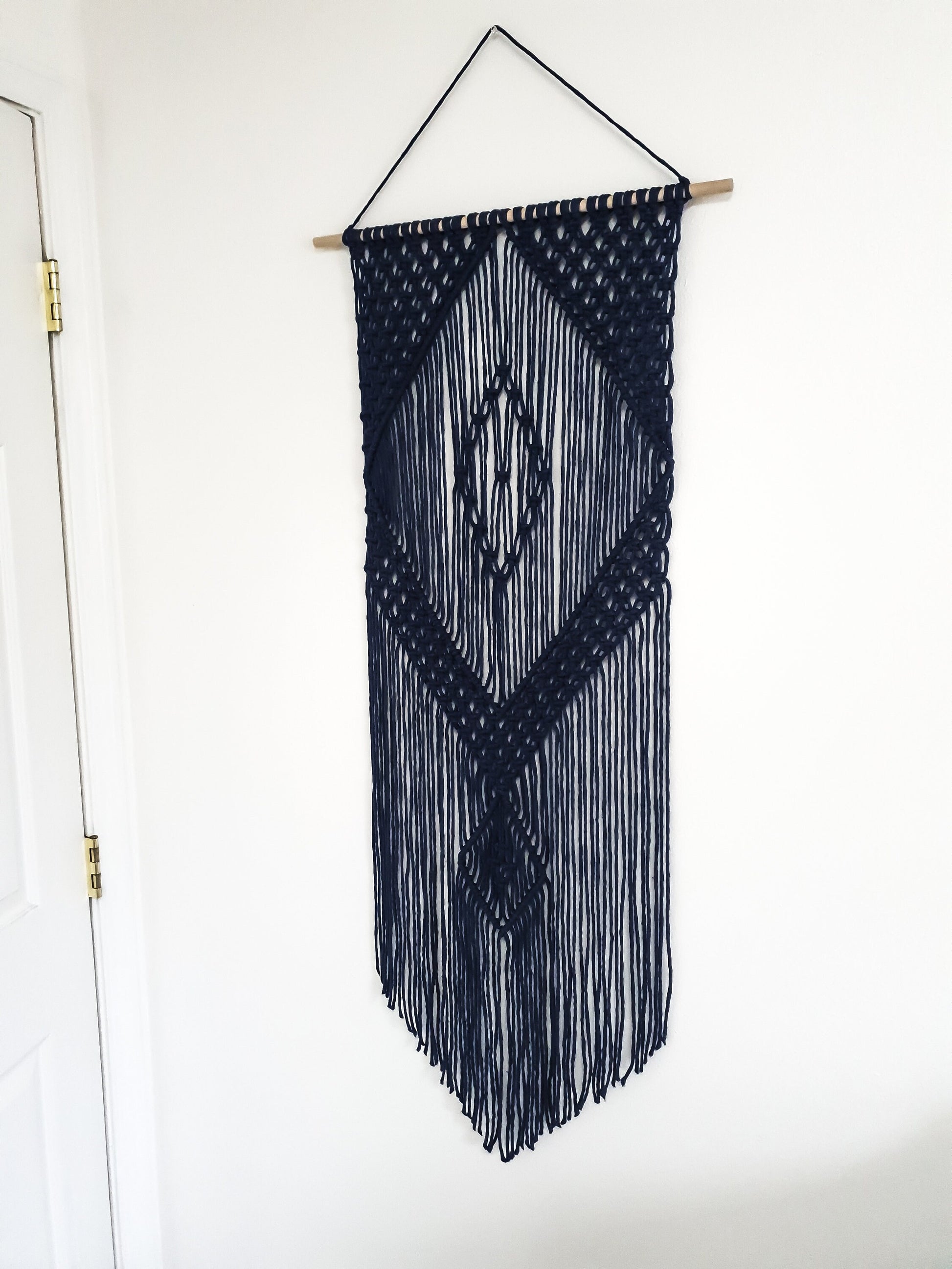 Navy Colored Cotton Rope Macrame Wall Hanging // Handmade in United States - Spokane, Washington