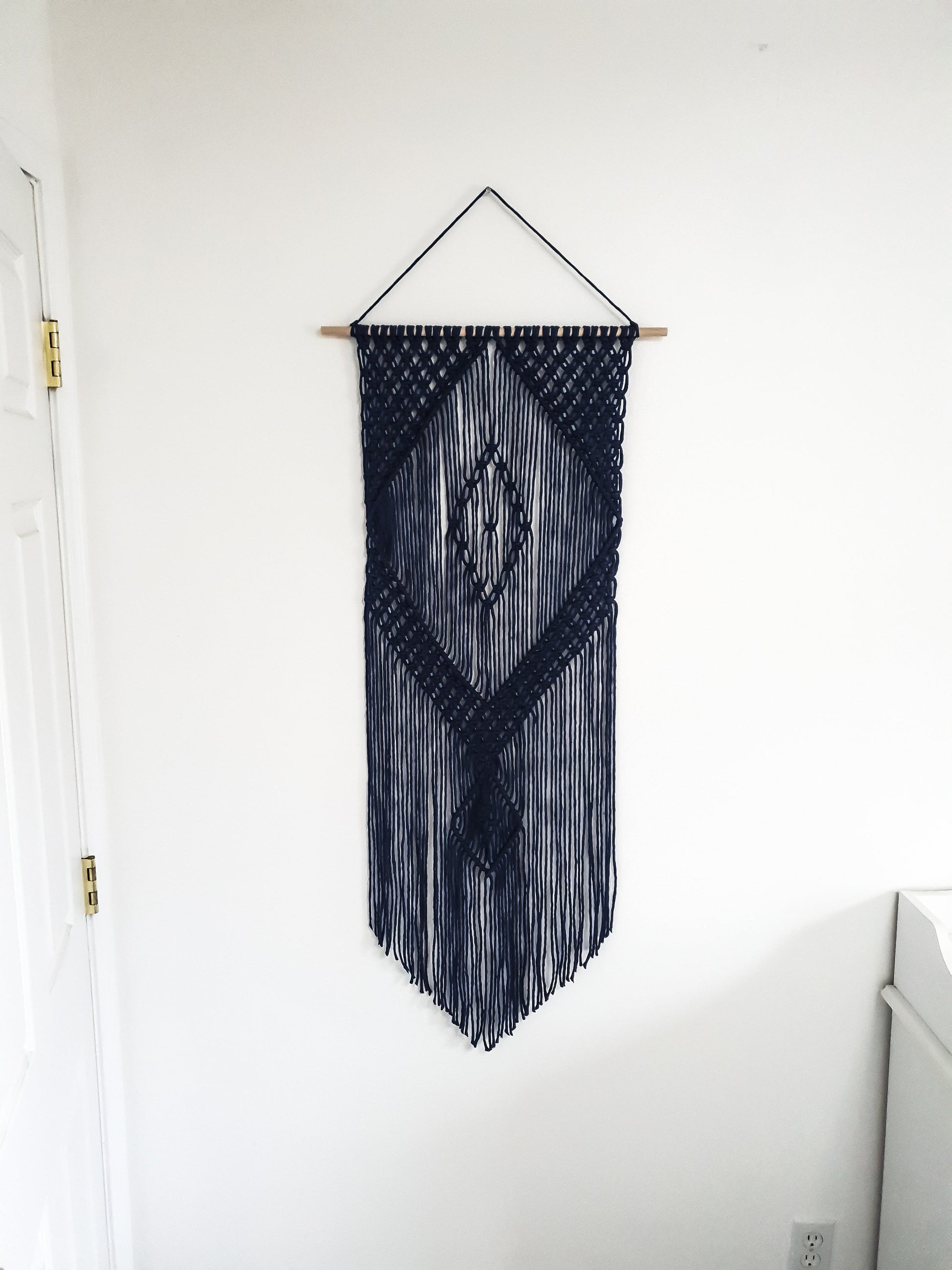 Navy Colored Cotton Rope Macrame Wall Hanging // Handmade in United States - Spokane, Washington
