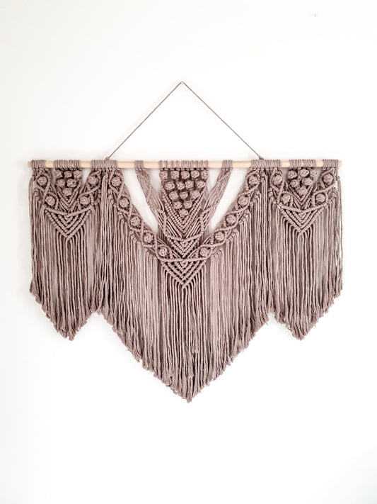 Extra Large Handmade Macrame Wall Hanging // Handmade in United States - Spokane, Washington // 3 Feet Wide, Light Brown Macrame