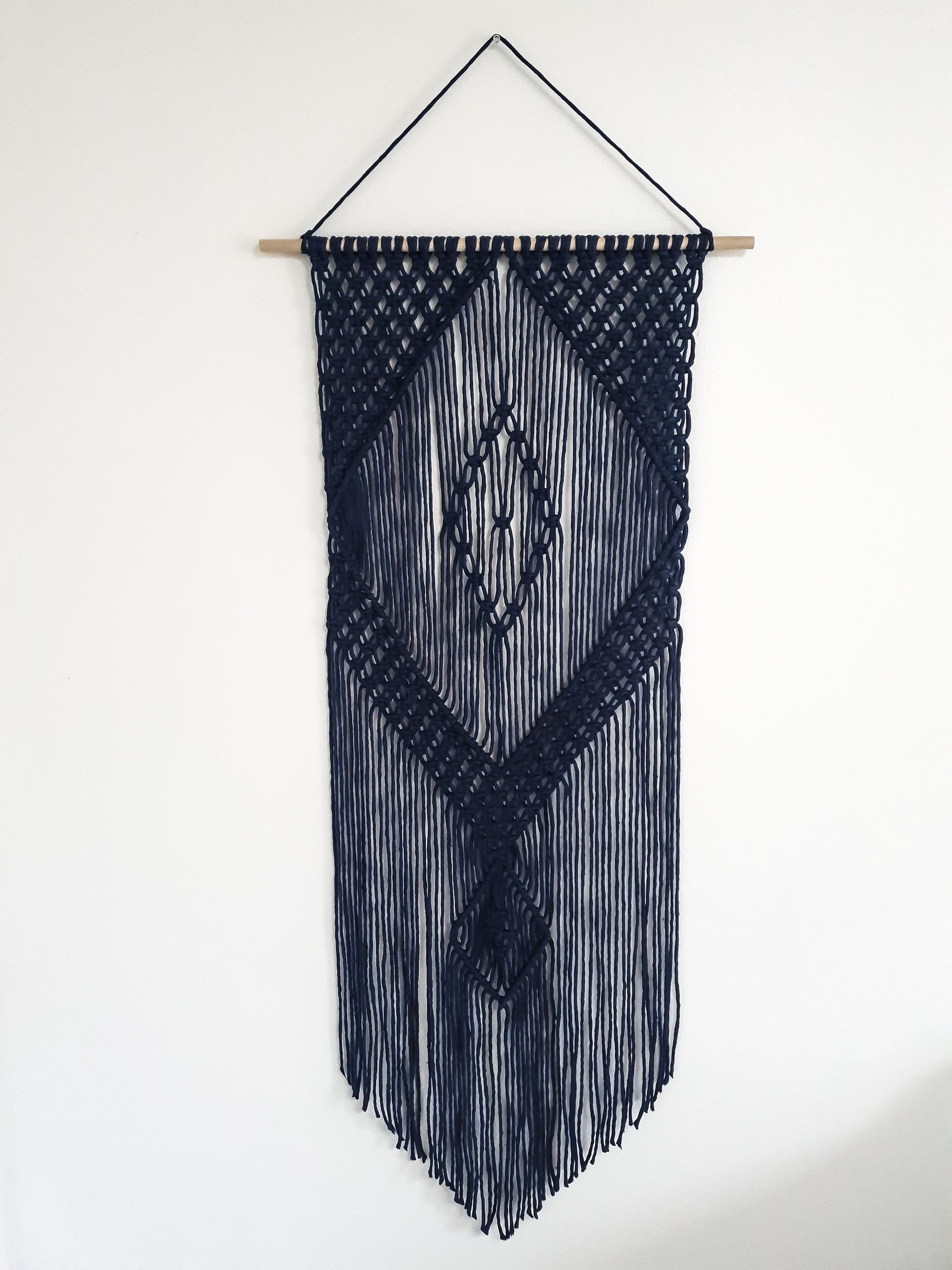 Navy Colored Cotton Rope Macrame Wall Hanging // Handmade in United States - Spokane, Washington