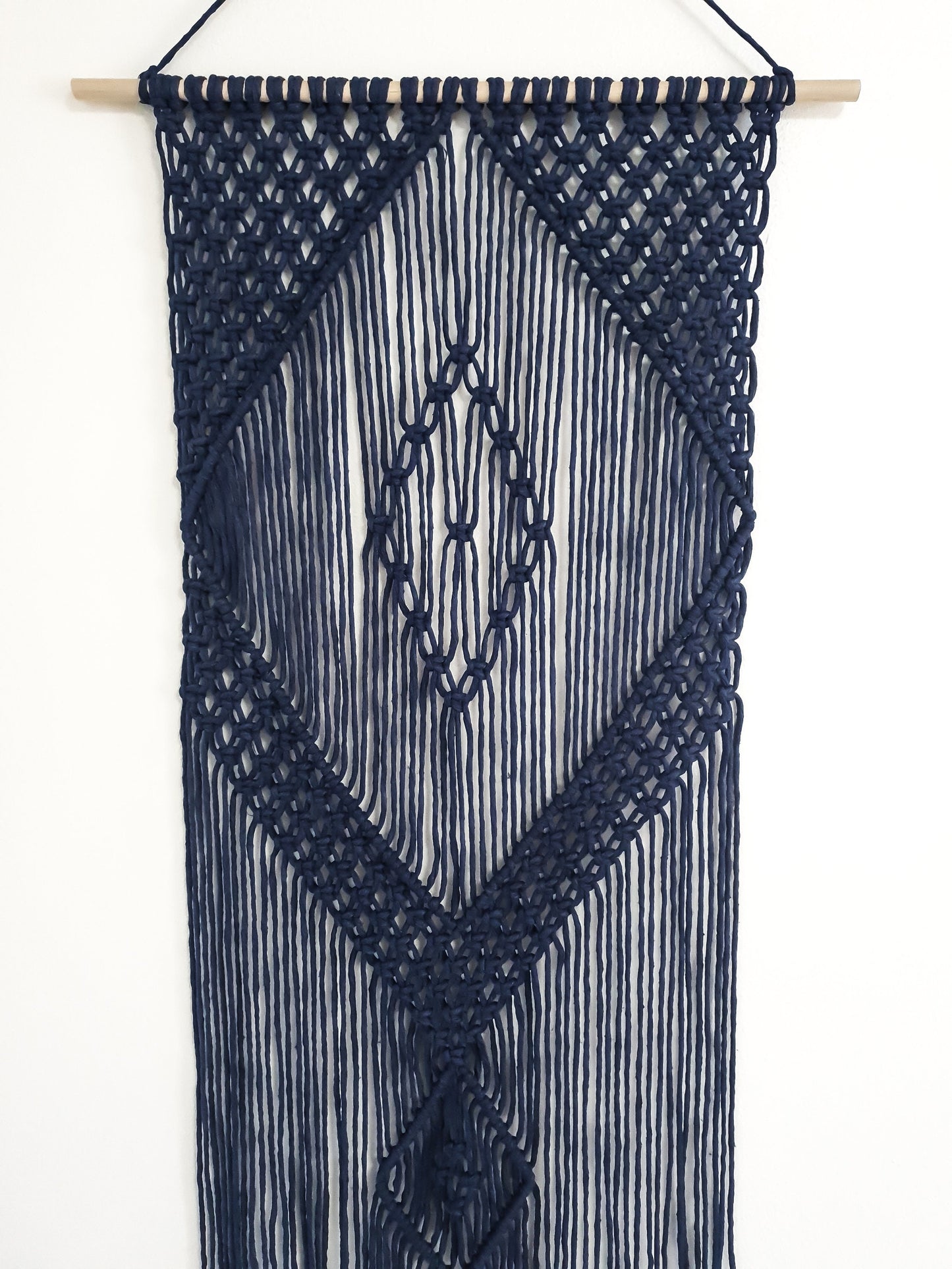 Navy Colored Cotton Rope Macrame Wall Hanging // Handmade in United States - Spokane, Washington
