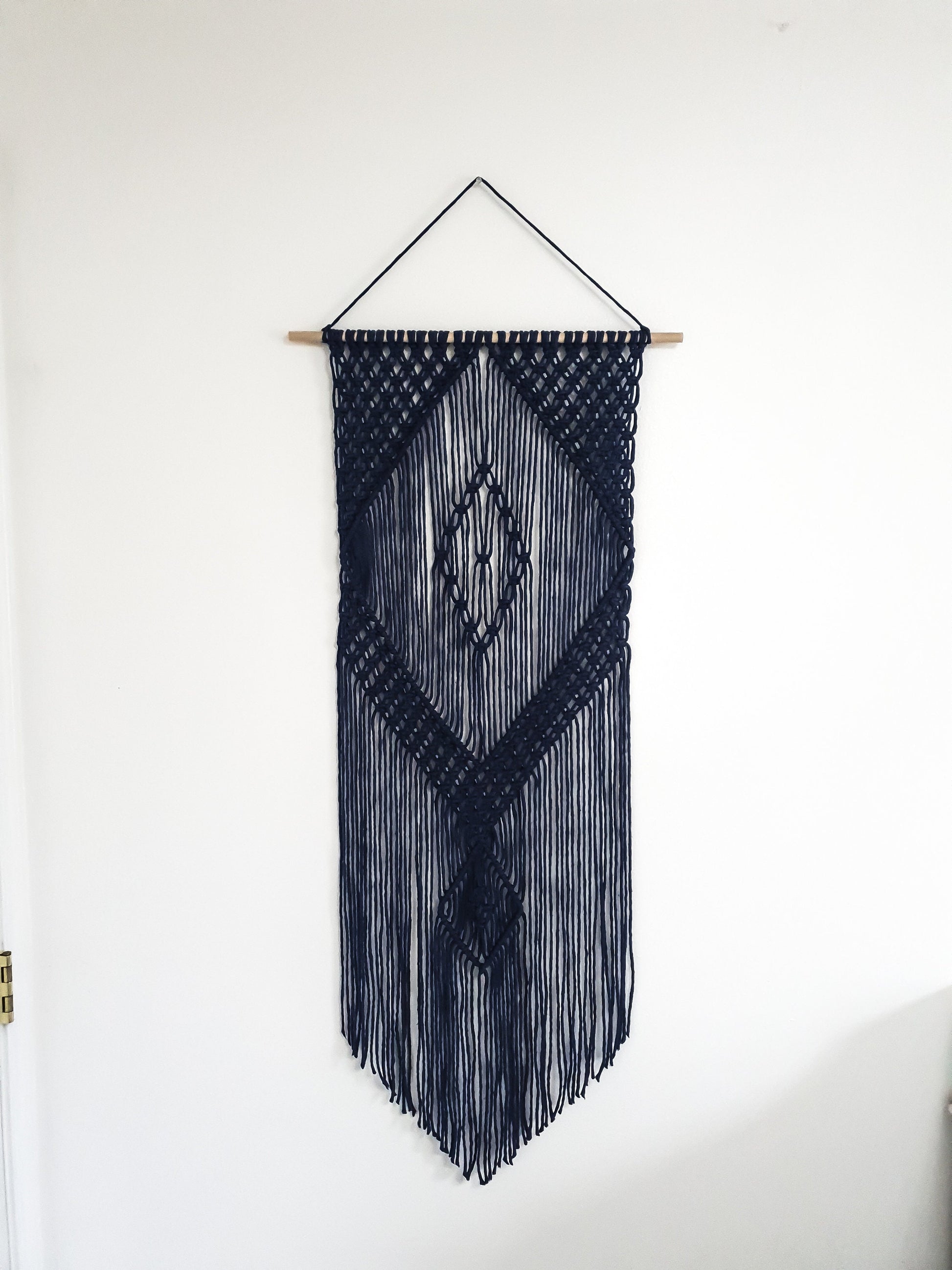Navy Colored Cotton Rope Macrame Wall Hanging // Handmade in United States - Spokane, Washington