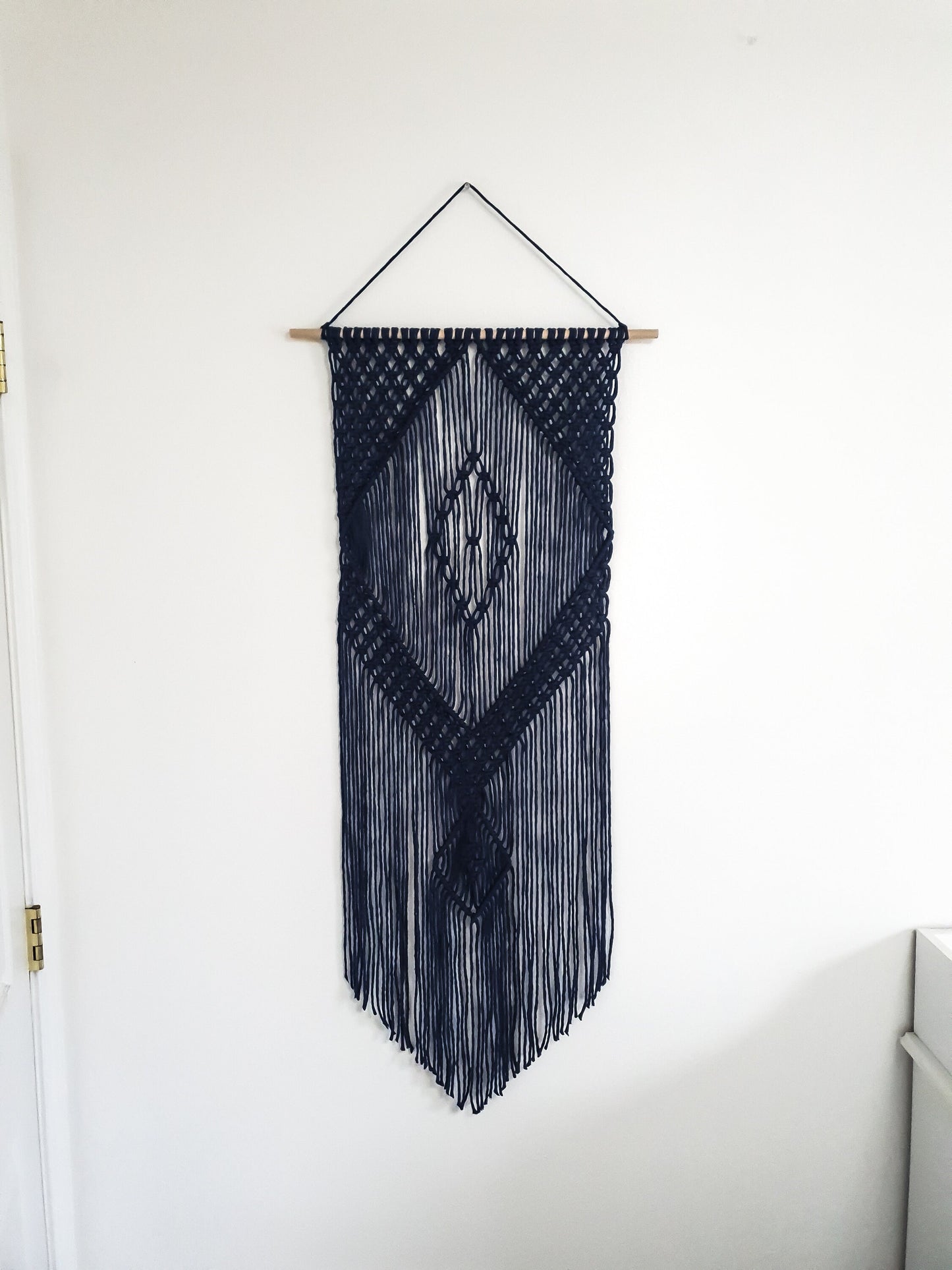 Navy Colored Cotton Rope Macrame Wall Hanging // Handmade in United States - Spokane, Washington