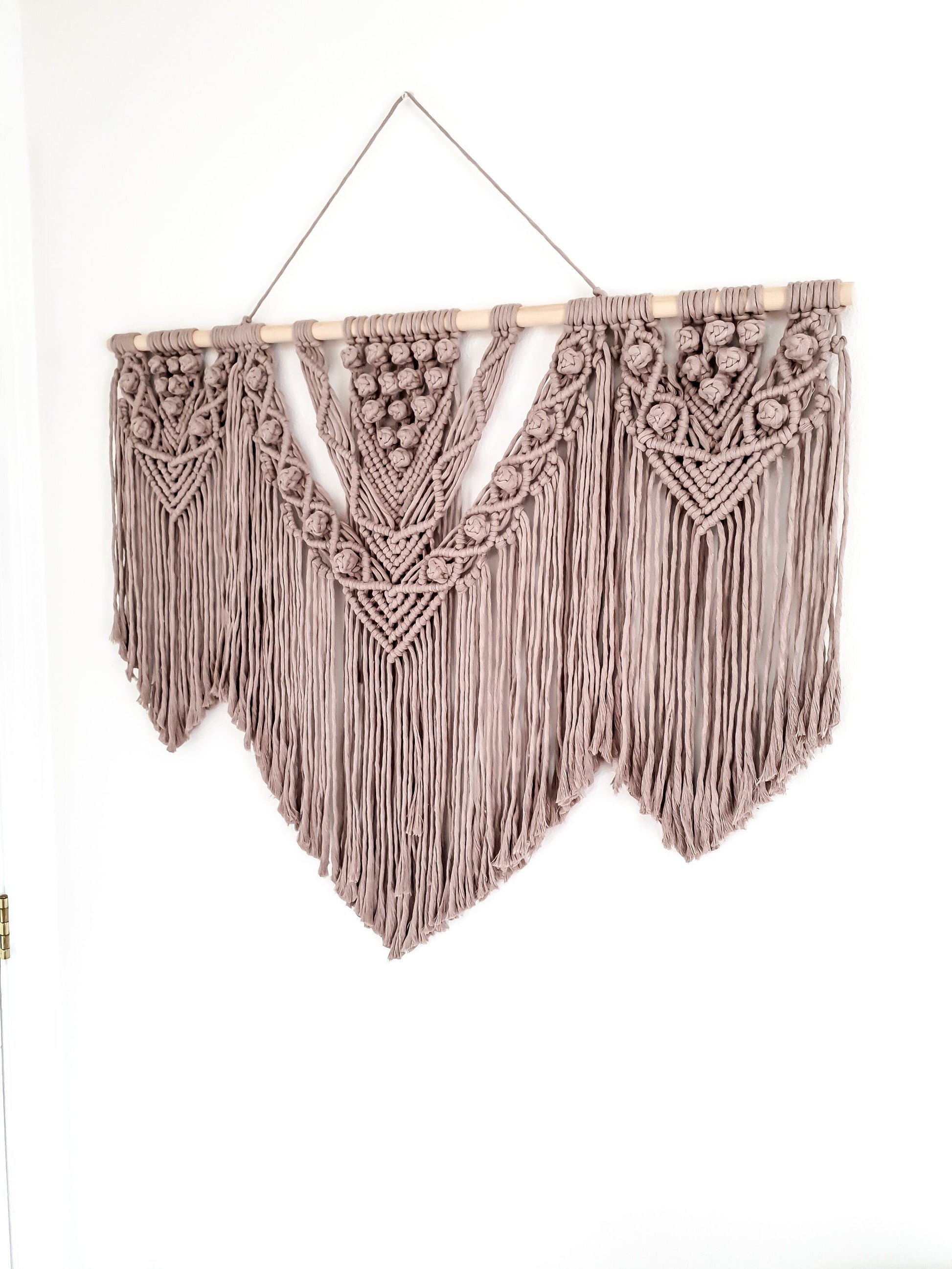 Extra Large Handmade Macrame Wall Hanging // Handmade in United States - Spokane, Washington // 3 Feet Wide, Light Brown Macrame