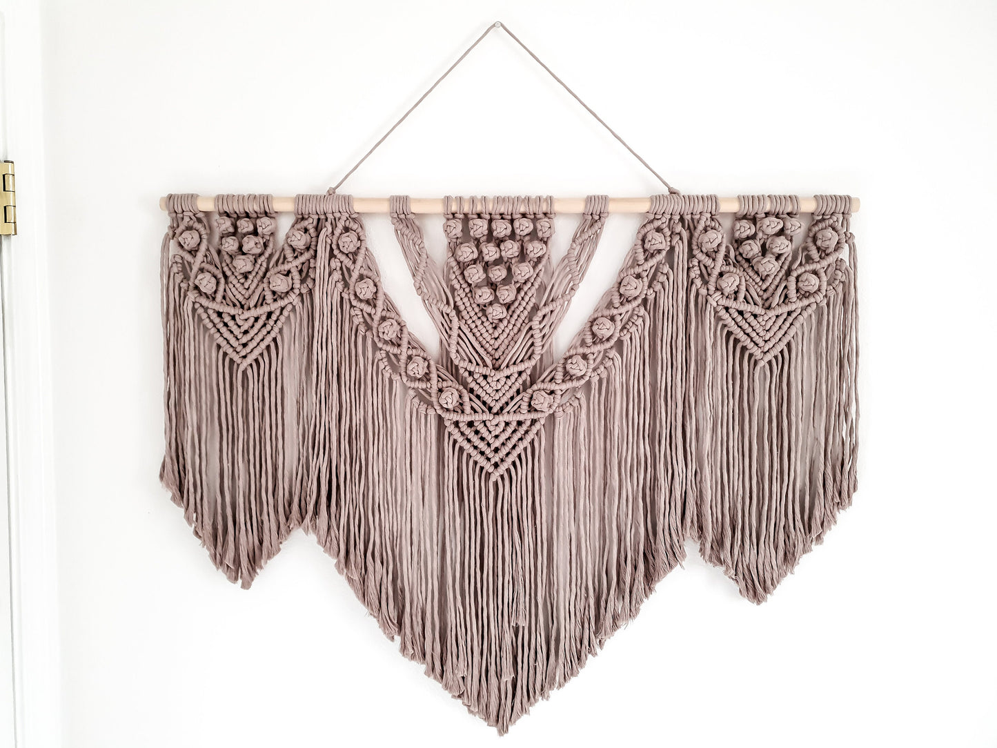 Extra Large Handmade Macrame Wall Hanging // Handmade in United States - Spokane, Washington // 3 Feet Wide, Light Brown Macrame