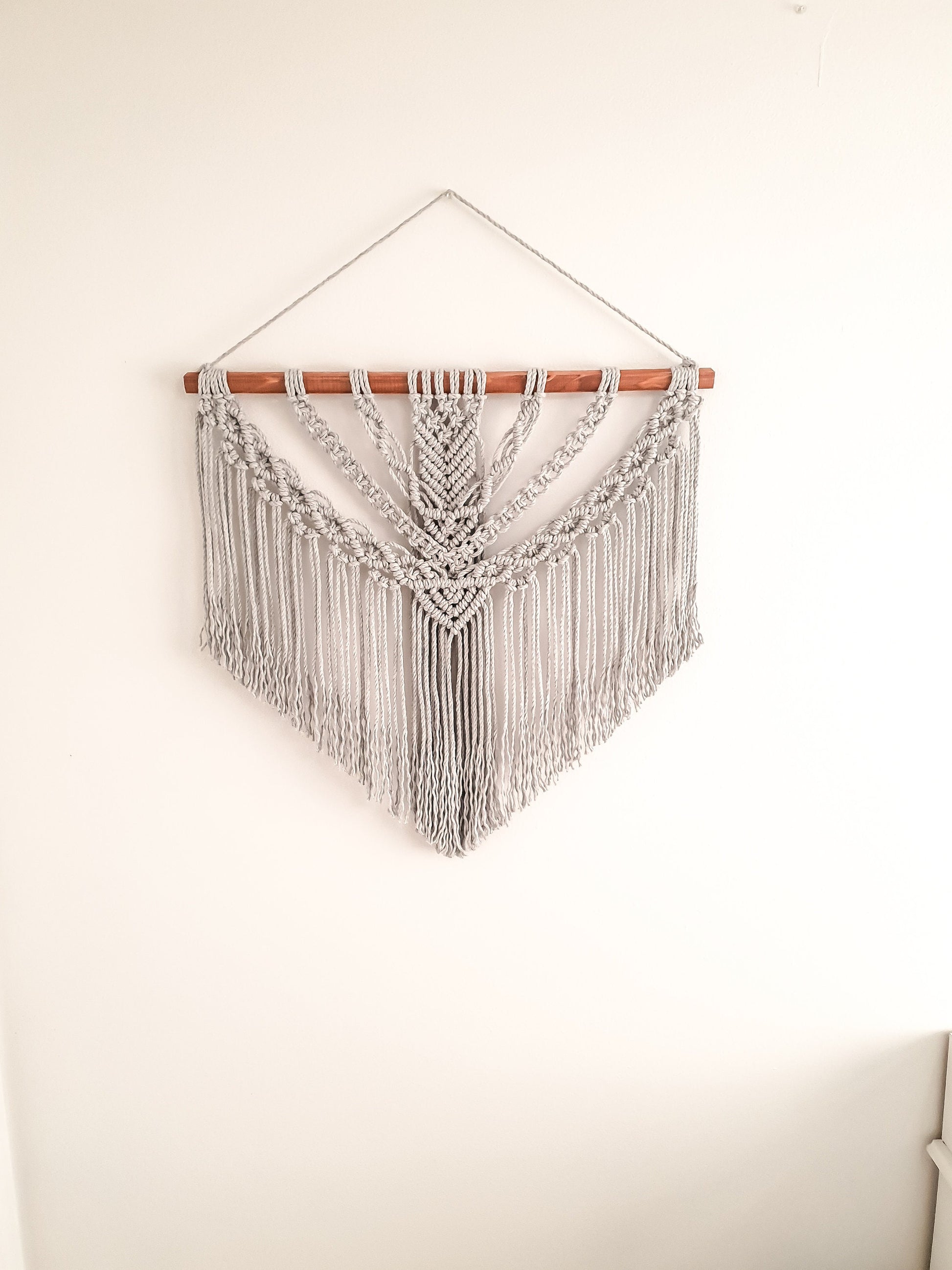 Large Macrame Wall Hanging, Macrame Wall Art, Woven Wall Hanging, Boho Wall Decor, Wall Tapestry, Macrame, Light Gray, Minimalist