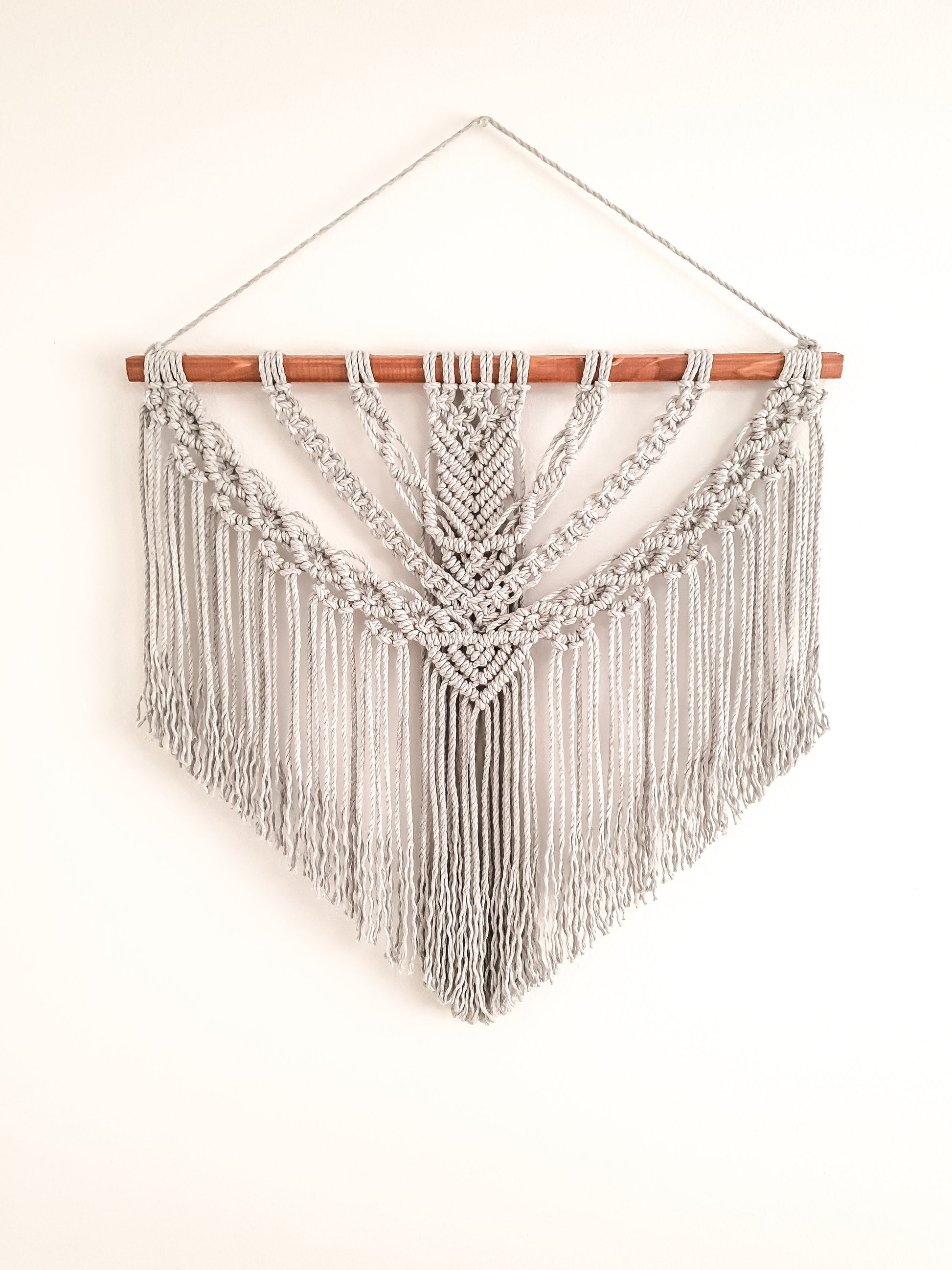 Large Macrame Wall Hanging, Macrame Wall Art, Woven Wall Hanging, Boho Wall Decor, Wall Tapestry, Macrame, Light Gray, Minimalist