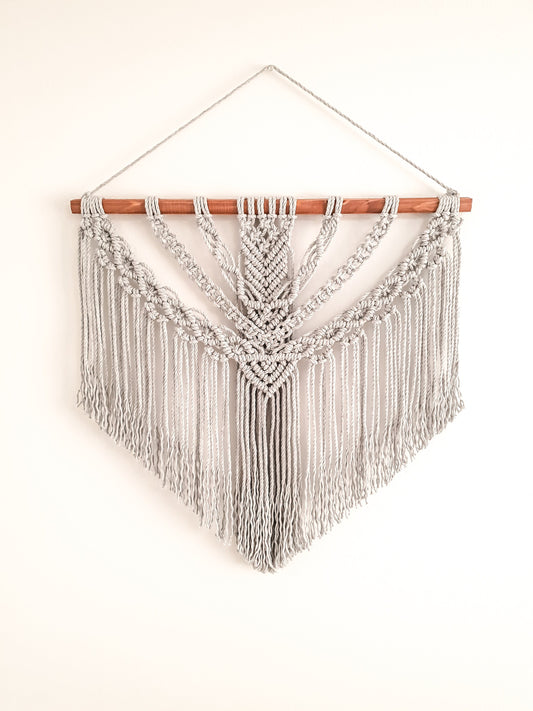 Large Macrame Wall Hanging, Macrame Wall Art, Woven Wall Hanging, Boho Wall Decor, Wall Tapestry, Macrame, Light Gray, Minimalist